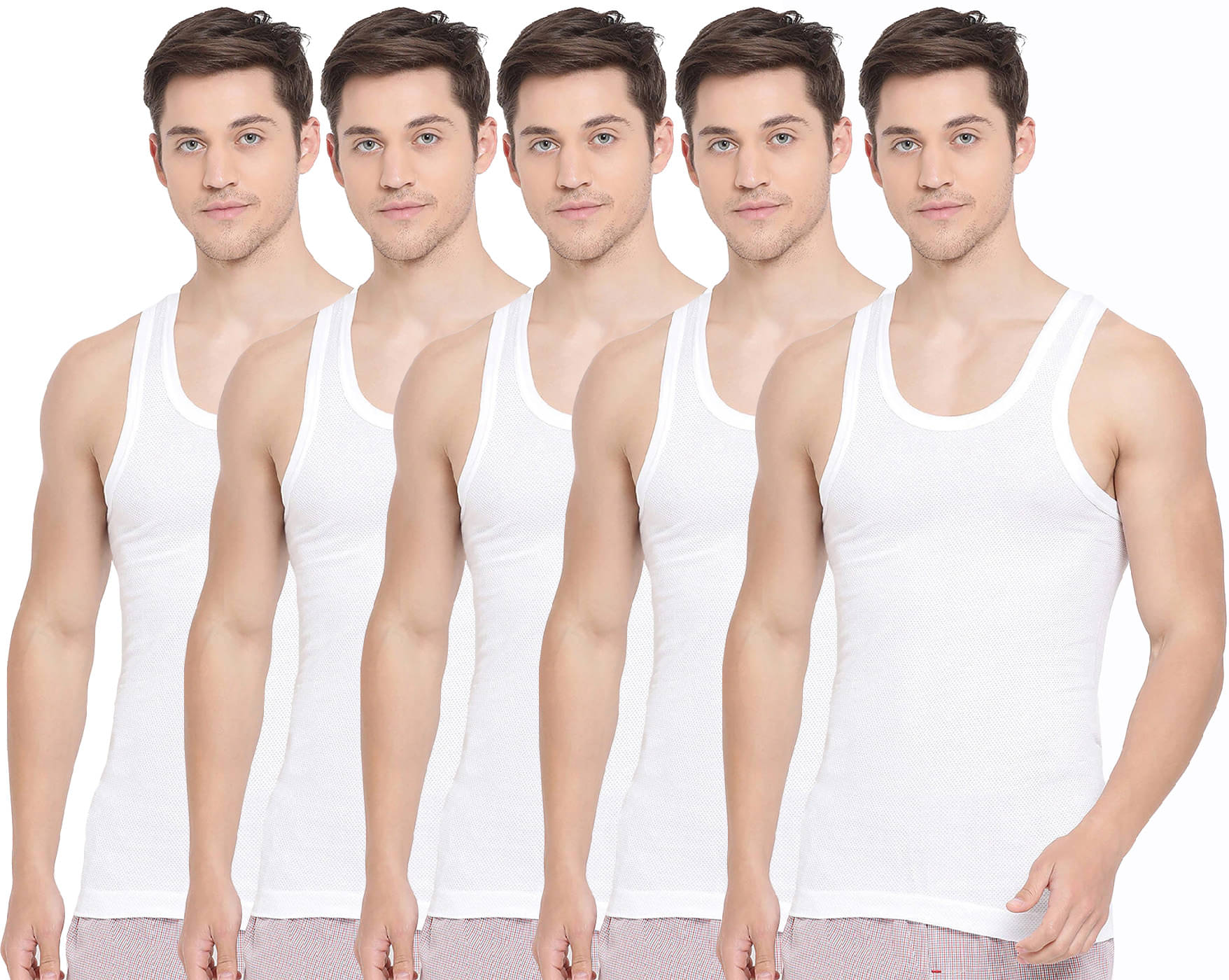     			KOTHARI Pack of 5 Cotton Basic Vest For Men ( White )