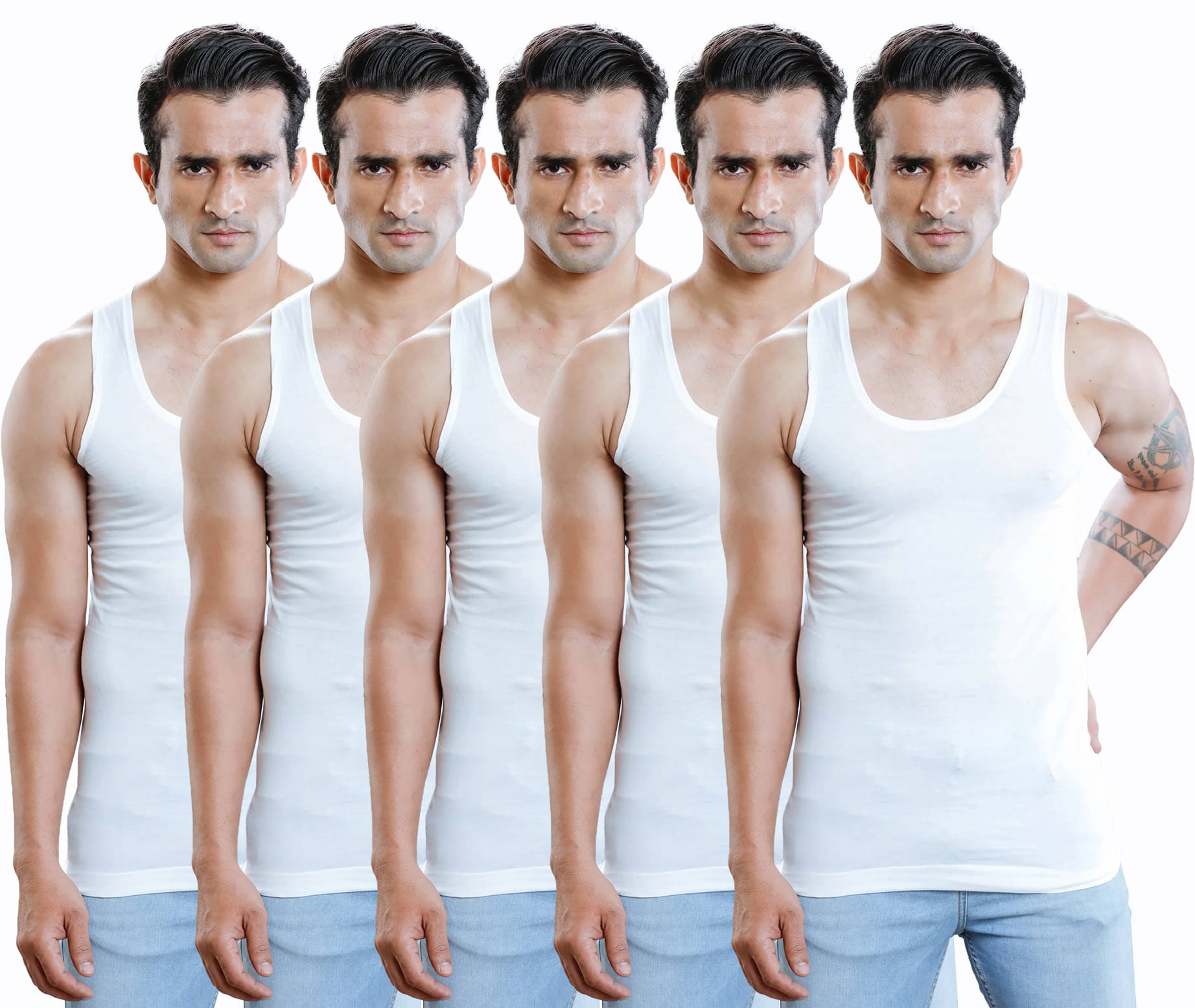 KOTHARI Pack of 5 Cotton Basic Vest For Men ( White )     			KOTHARI Pack of 5 Cotton Basic Vest For Men ( White )
