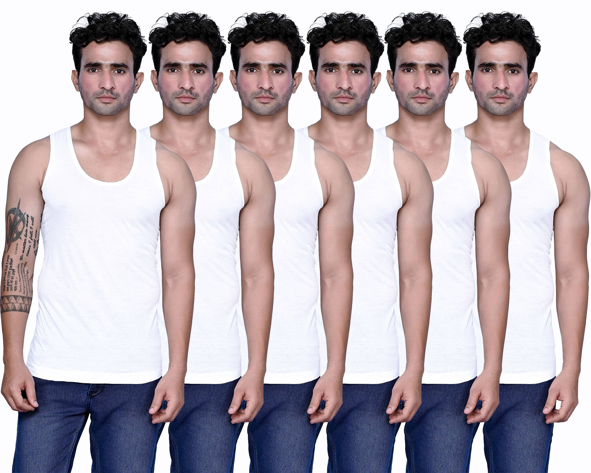     			KOTHARI Pack of 6 Cotton Basic Vest For Men ( White )