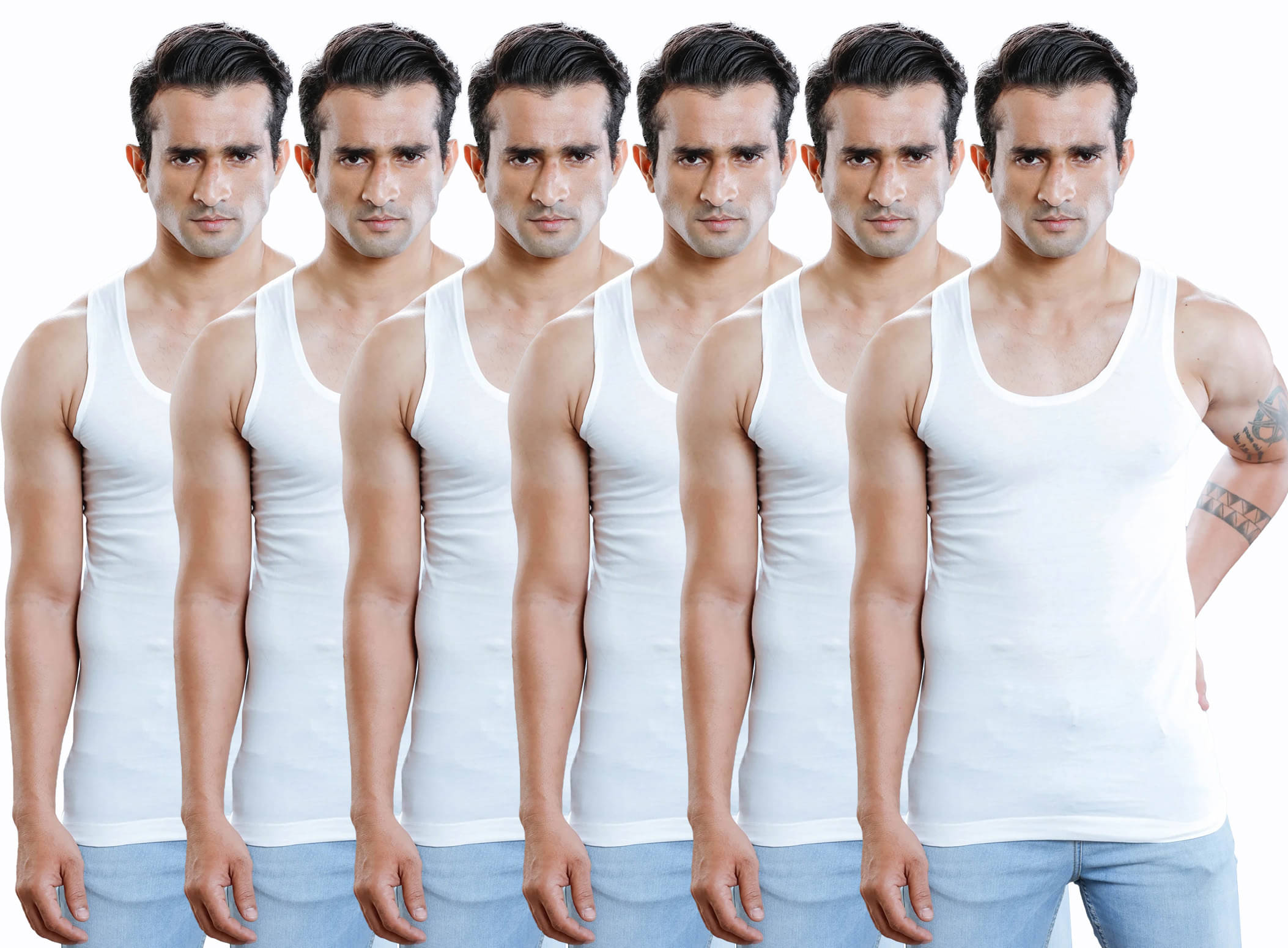     			KOTHARI Pack of 6 Cotton Basic Vest For Men ( White )