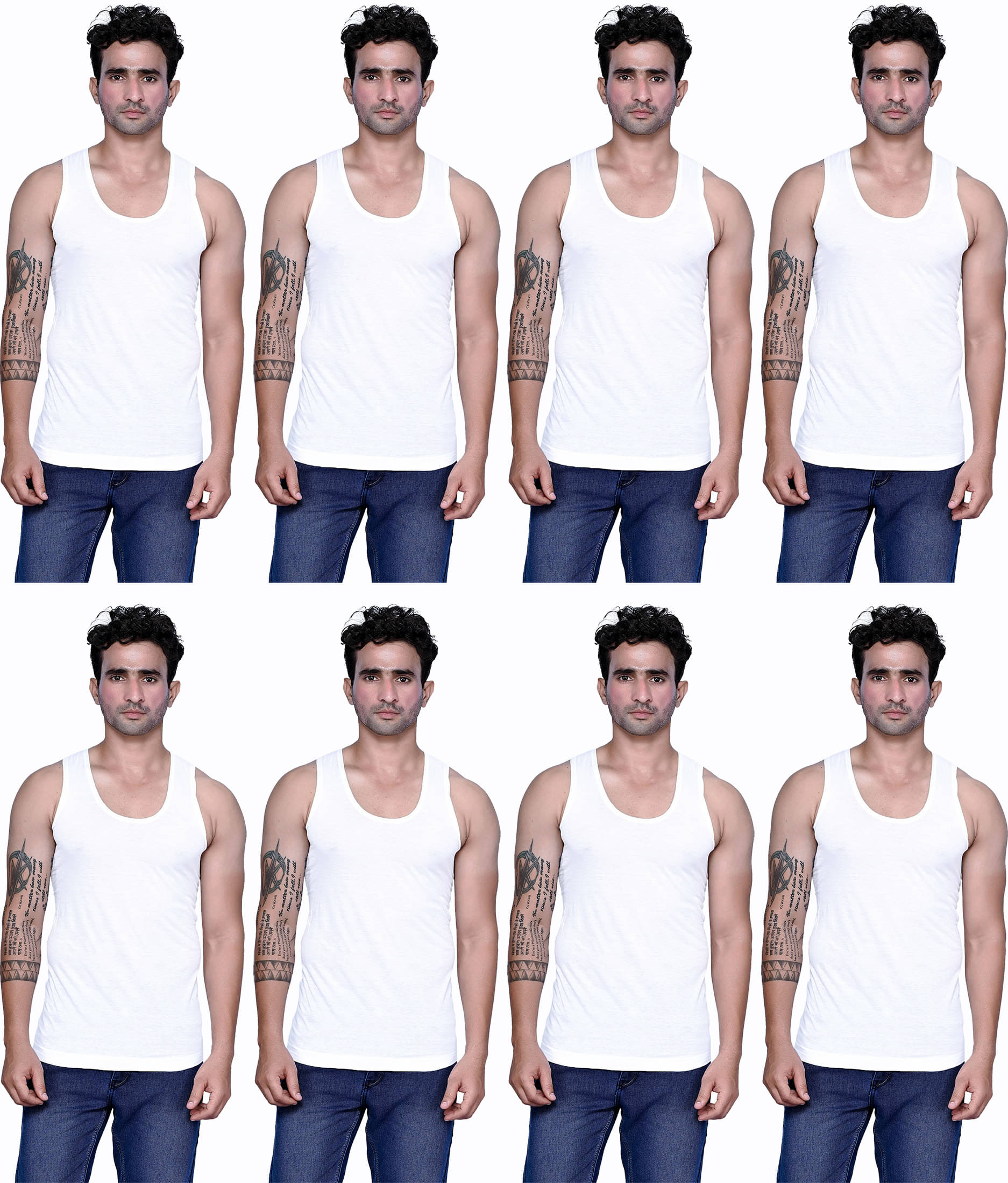 KOTHARI Pack of 8 Cotton Basic Vest For Men ( White ) KOTHARI Pack of 8 Cotton Basic Vest For Men ( White )