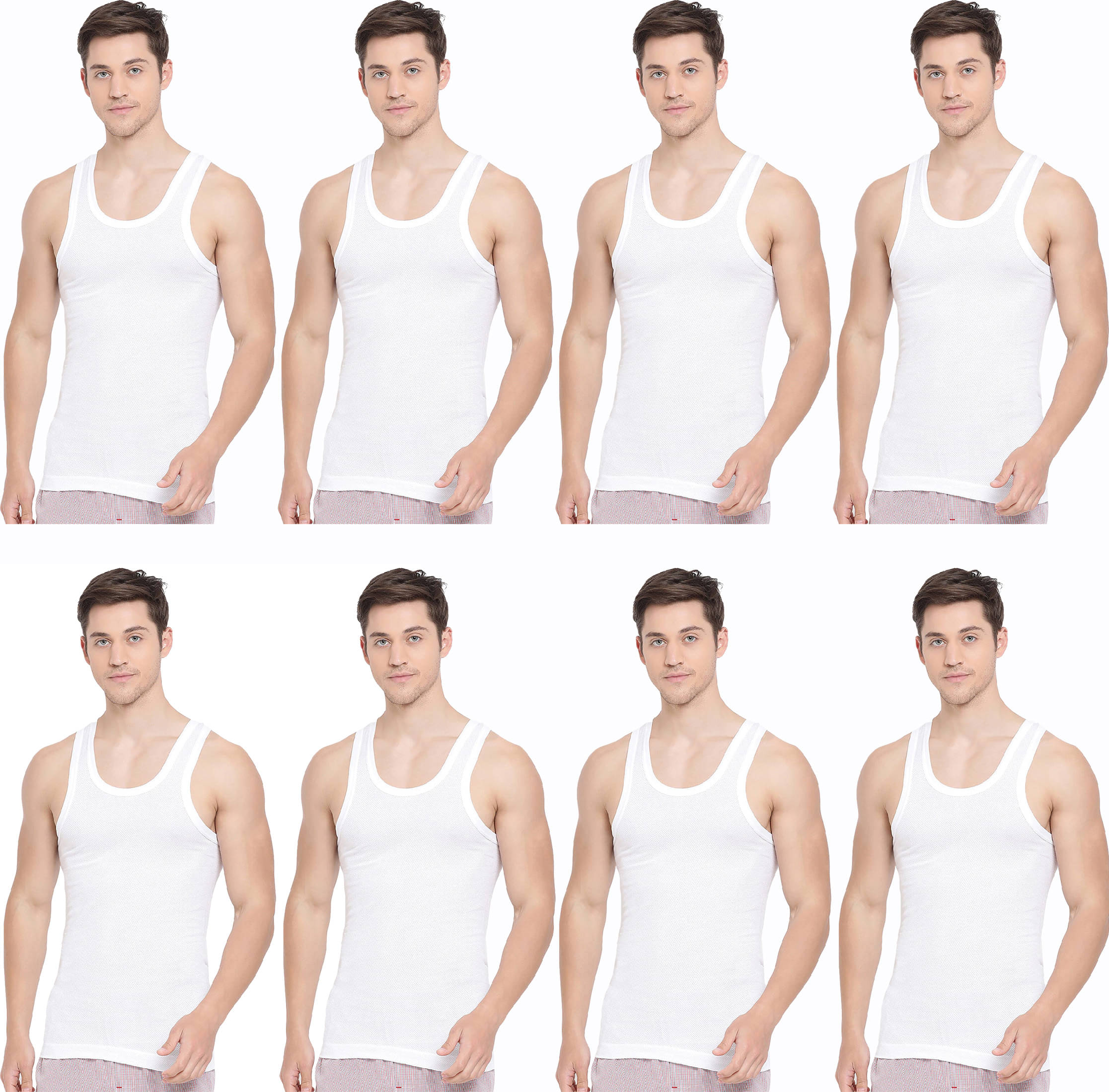     			KOTHARI Pack of 8 Cotton Basic Vest For Men ( White )