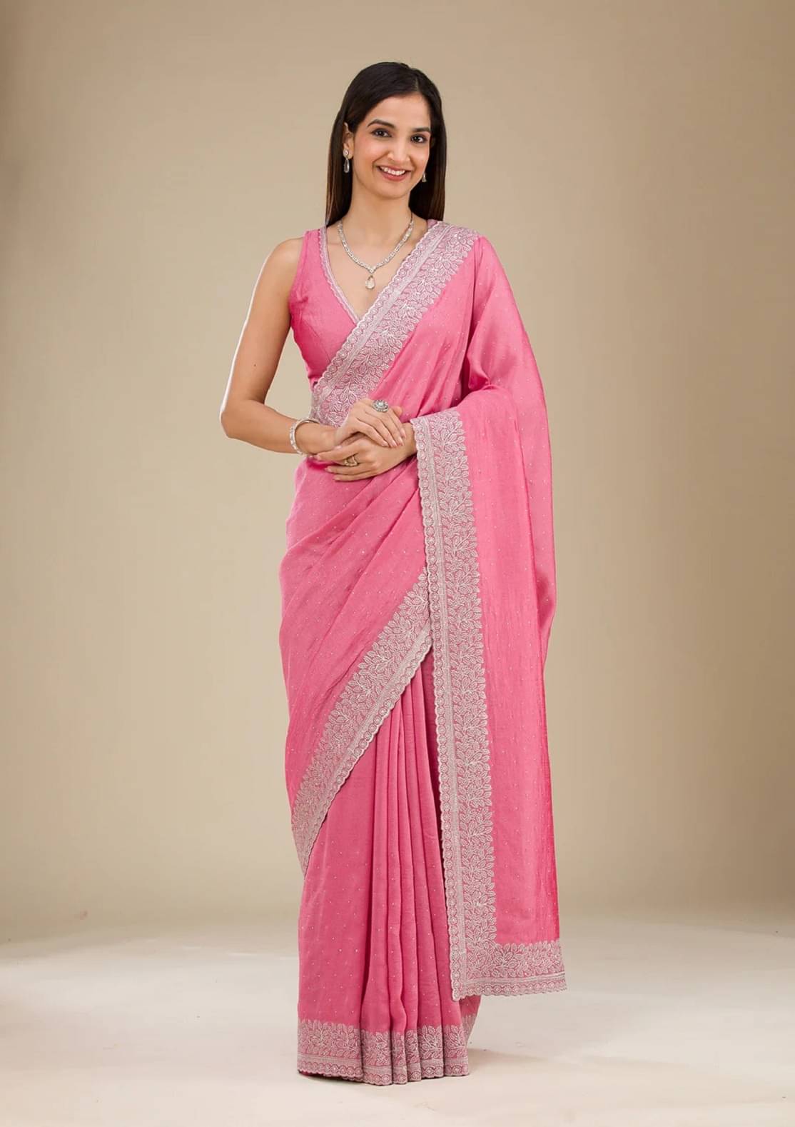 Lady Shopi Silk Blend Embroidered Regular Saree With Unstitched Blouse Piece ( Pink ) Lady Shopi Silk Blend Embroidered Regular Saree With Unstitched Blouse Piece ( Pink )