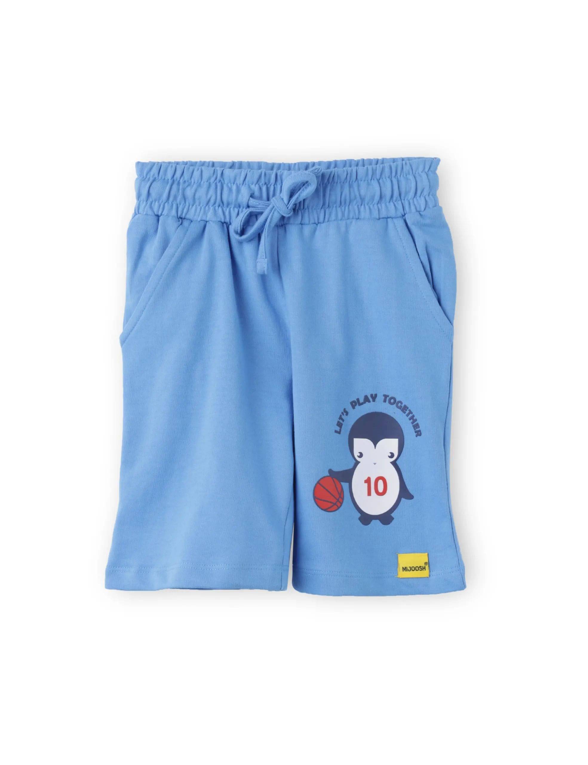     			Mijoosh Pack of 1 Cotton Shorts For Boys ( Blue )
