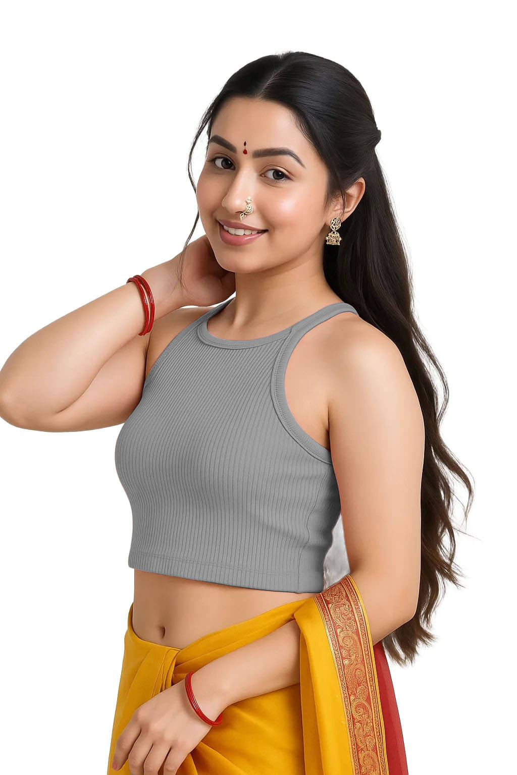 SOHOT Grey Readymade without Pad Cotton Women's Blouse ( Pack of 1 )     			SOHOT Grey Readymade without Pad Cotton Women's Blouse ( Pack of 1 )