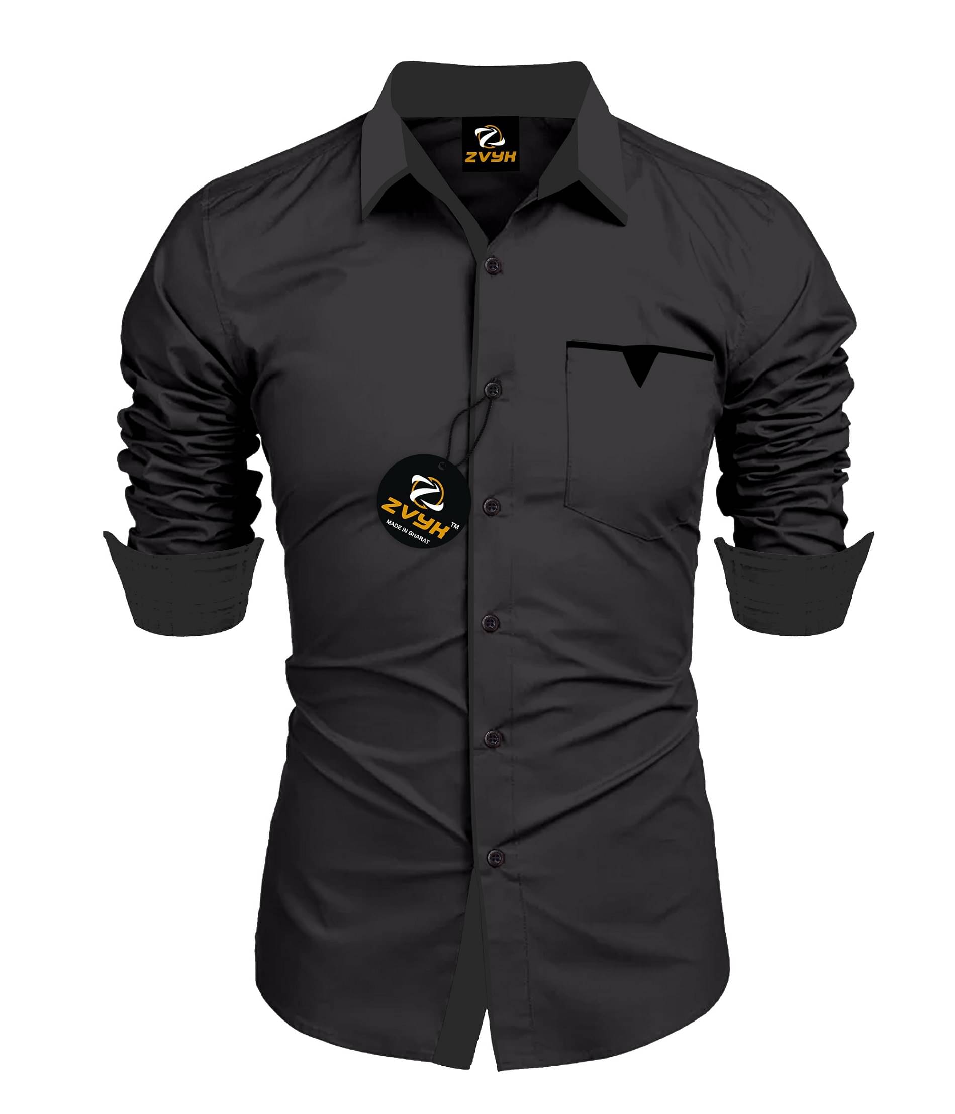     			Sangani Cotton Blend Regular Fit Solids Full Sleeves Men's Casual Shirt - Black ( Pack of 1 )