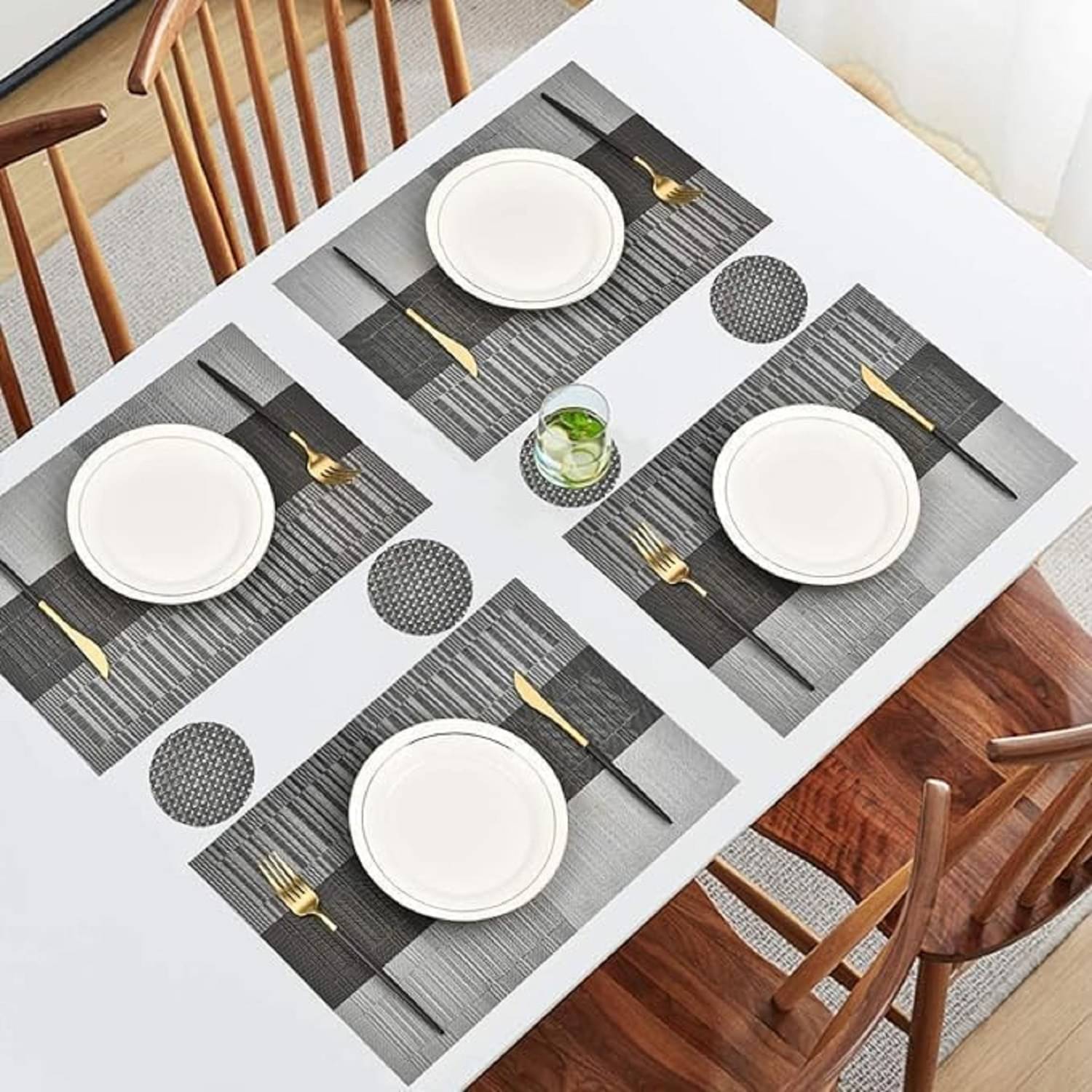     			Skindora PVC Solid Rectangle Table Mats ( 30 cm x 45 cm ) Pack of 4 - Gray