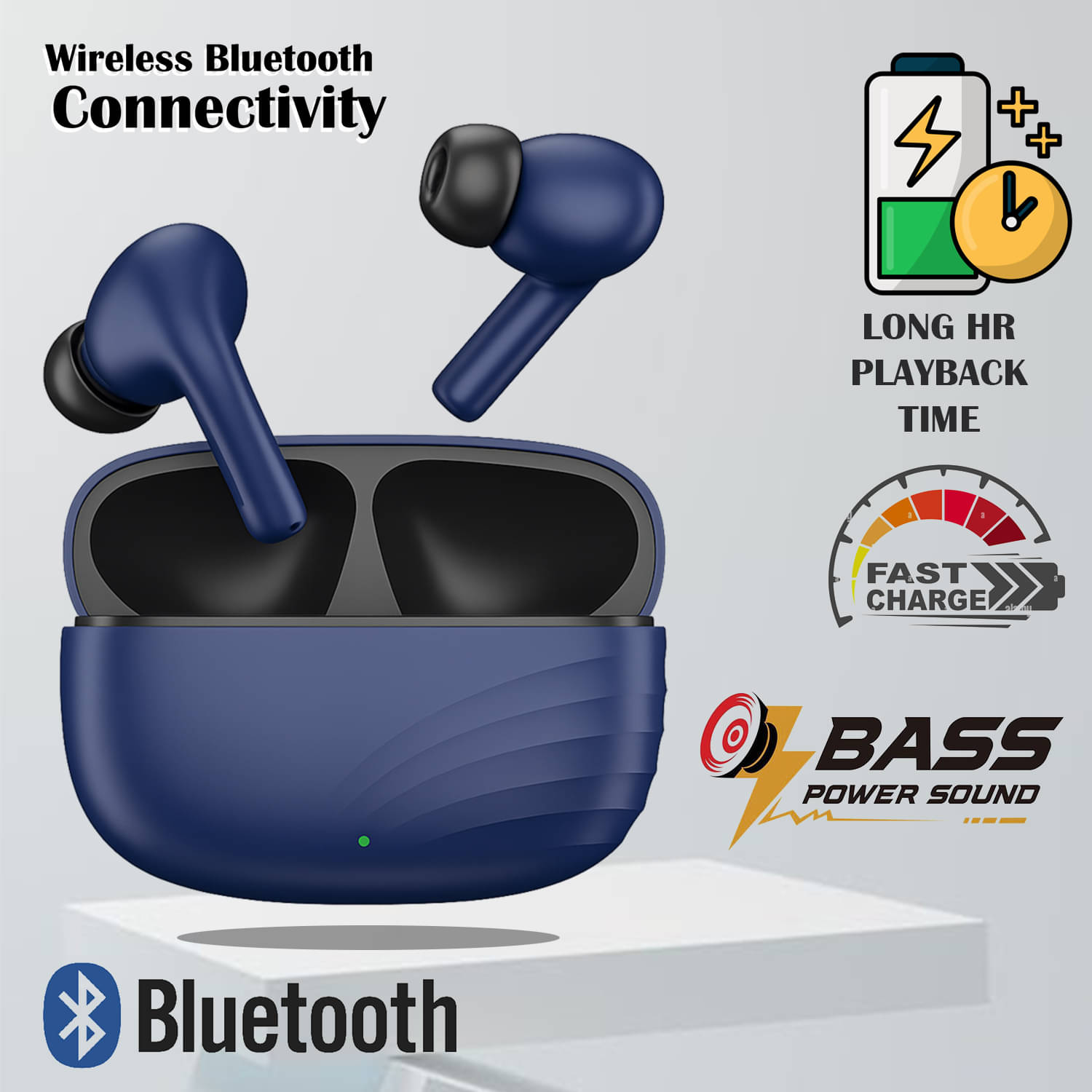     			Wireless Bluetooth Earbuds with Long Playback Time, Fast Charging, Dedicated Microphone, Clear Sound Quality, Stylish Blue Design, Comfortable Fit– Perfect for Music, Calls, Travel, and Daily Use.