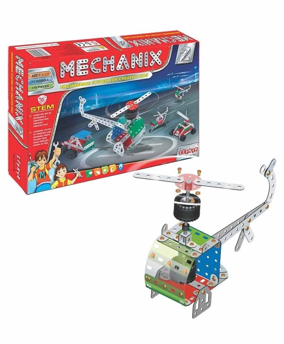 YUIOP - Mechanix 2 - Metal Building Set For Kids - Steam Toy - 15 Models - 170 Pieces  (Multicolor)     			YUIOP - Mechanix 2 - Metal Building Set For Kids - Steam Toy - 15 Models - 170 Pieces  (Multicolor)