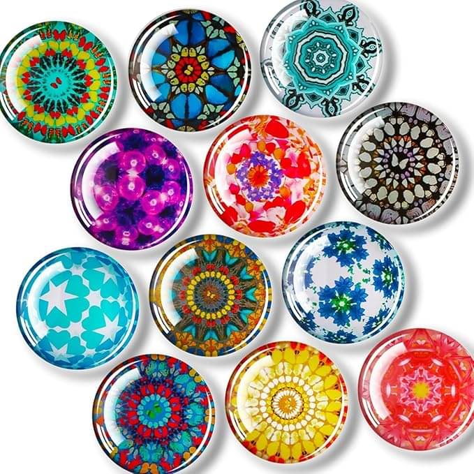 sakimo Multicolour Crystal Round Fridge Magnets Fridge Magnet - Pack of 12 sakimo Multicolour Crystal Round Fridge Magnets Fridge Magnet - Pack of 12