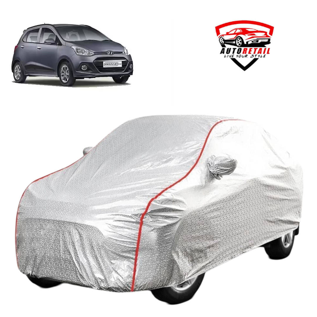     			AutoRetail Car Body Cover for Hyundai Grand i10 [2013-2015] With Mirror Pocket ( Pack of 1 ) , Silver