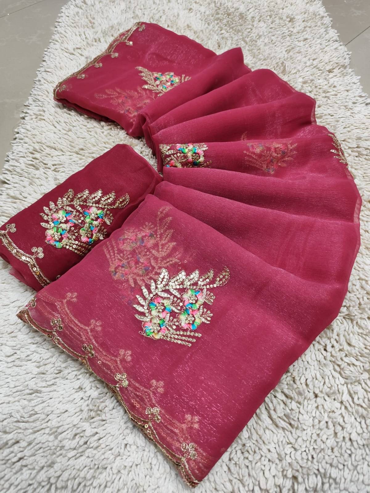 Avenue Creation Shimmer Embroidered Regular Saree With Unstitched Blouse Piece ( Multicolor 1 ) Avenue Creation Shimmer Embroidered Regular Saree With Unstitched Blouse Piece ( Multicolor 1 )