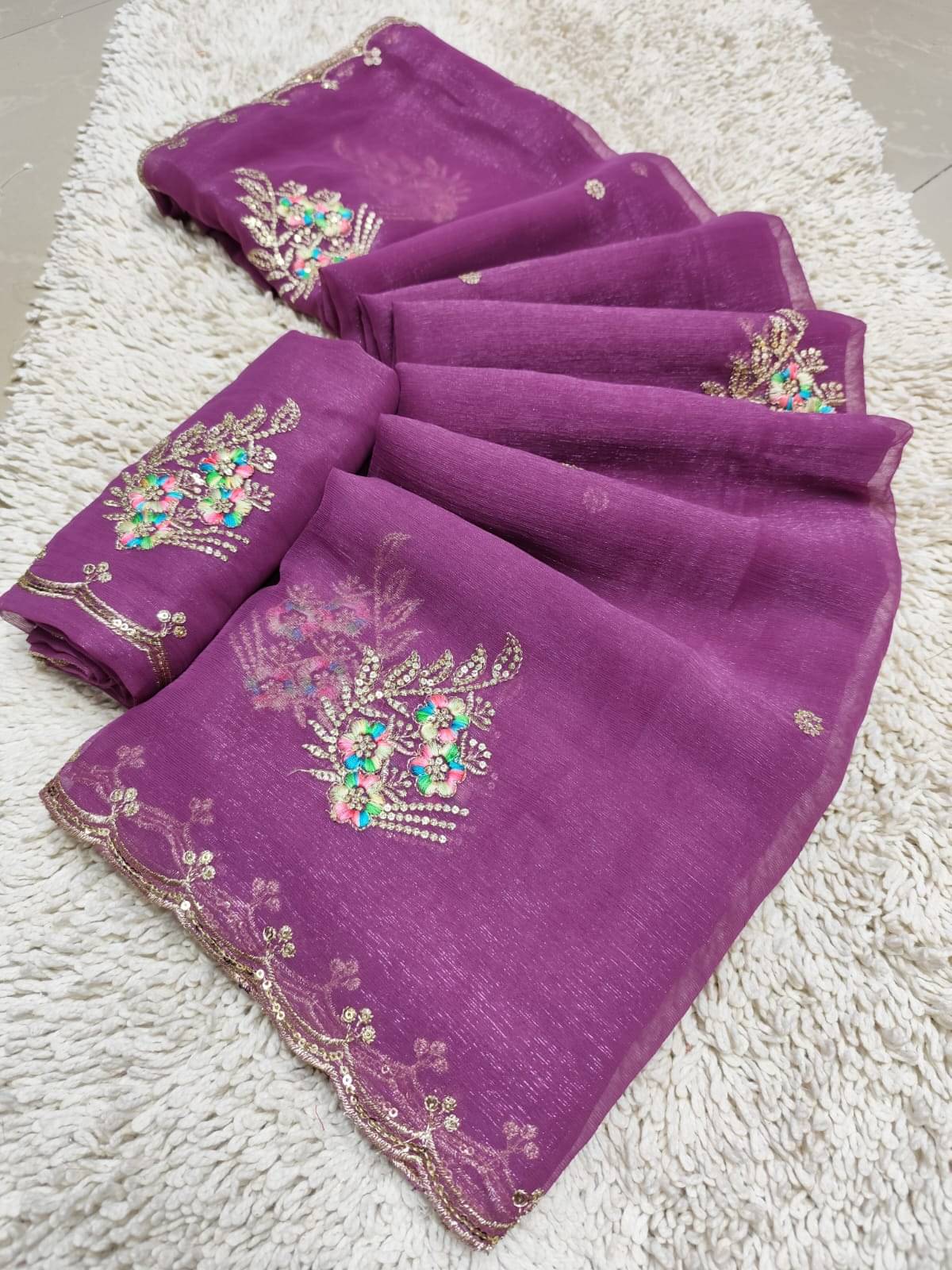 Avenue Creation Shimmer Embroidered Regular Saree With Unstitched Blouse Piece ( Multicolor ) Avenue Creation Shimmer Embroidered Regular Saree With Unstitched Blouse Piece ( Multicolor )