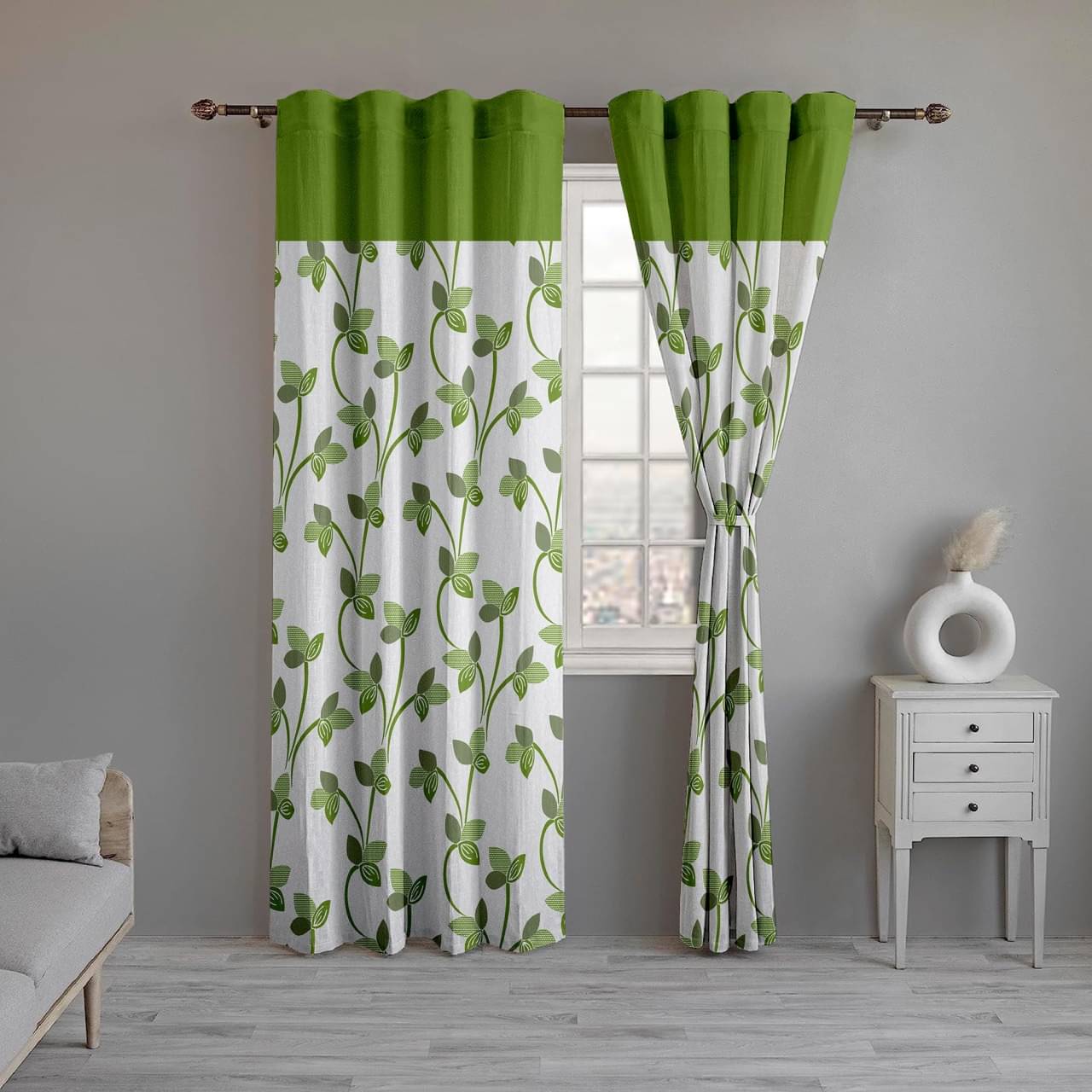     			CURTAINRY Floral Room Darkening Eyelet Curtain 7 ft ( Pack of 1 ) - White