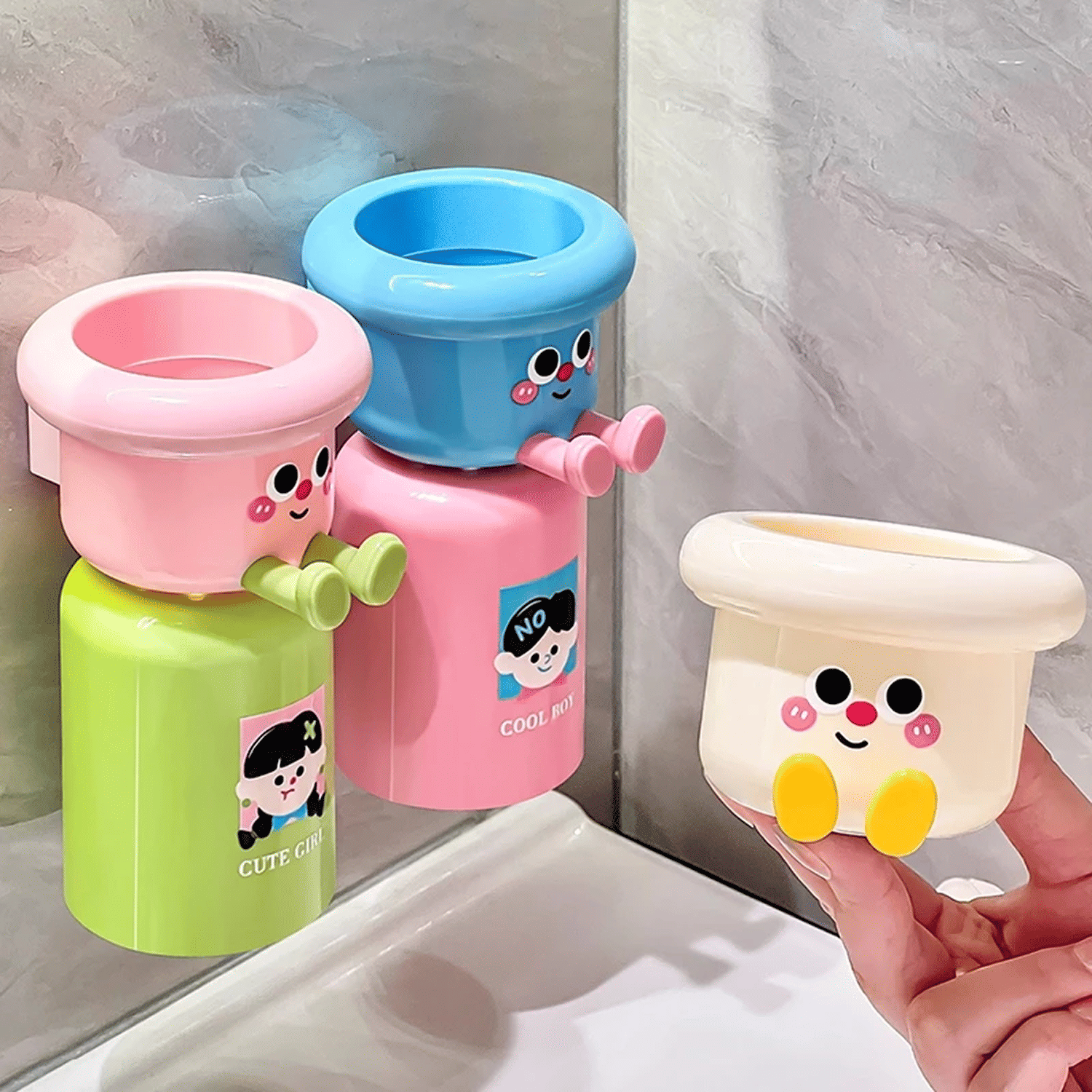     			Cartoon Wall Mounted Toothpaste Dispenser for Kids – Cute Bathroom Organizer (Multicolor, 1Pcs)