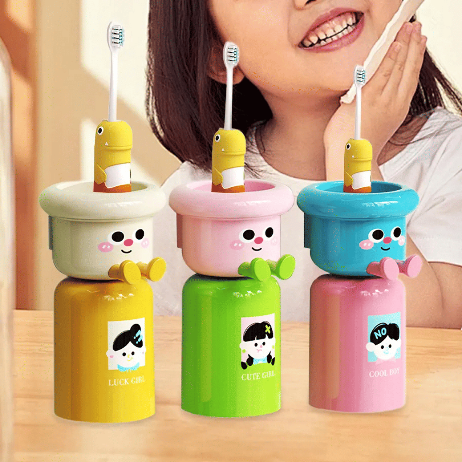     			Cartoon Wall Mounted Toothpaste Dispenser for Kids – Cute Bathroom Organizer (Multicolor, 1Pcs)