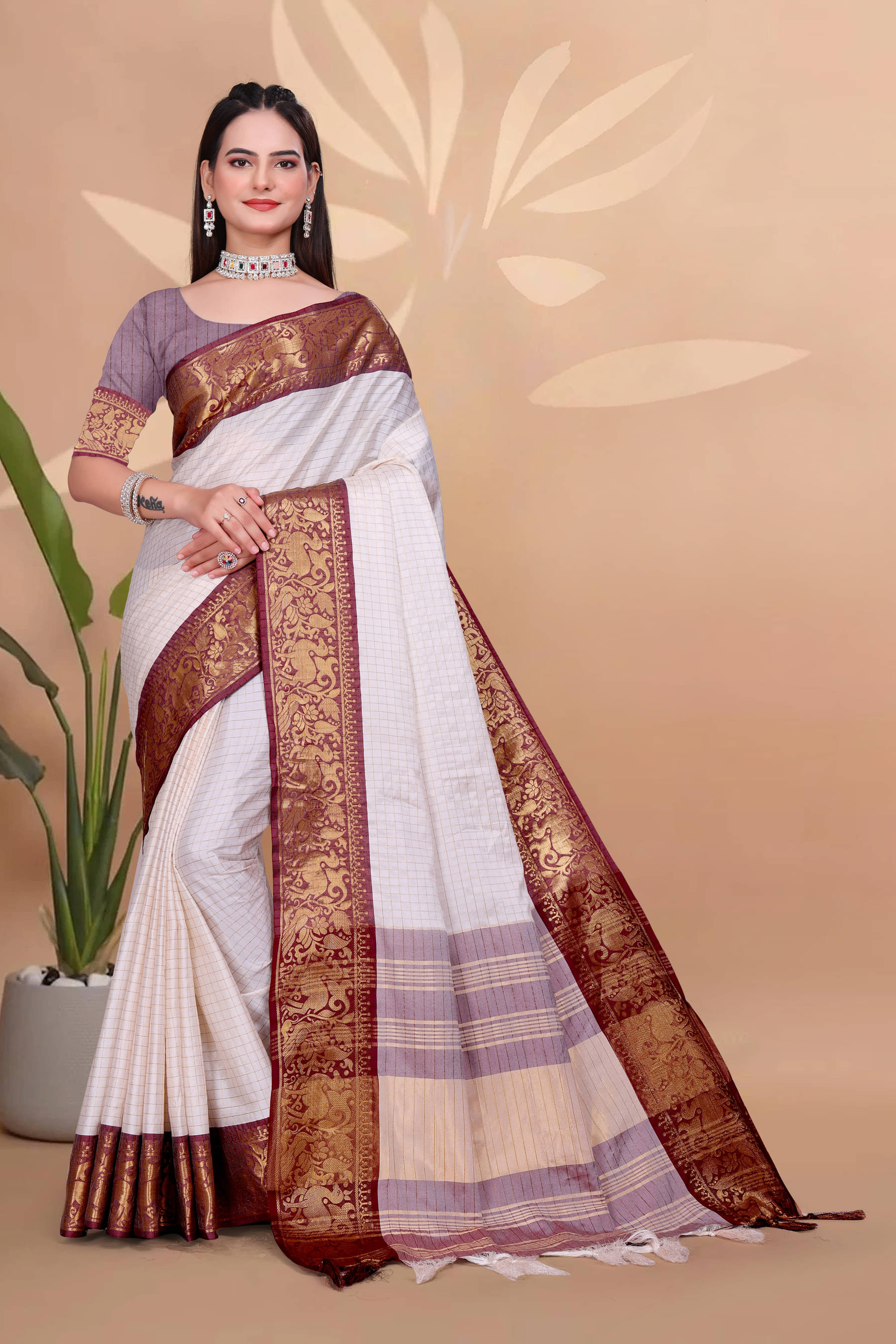 Clirva Art Silk Self Design Banarasi saree With Unstitched Blouse Piece ( Brown ) Clirva Art Silk Self Design Banarasi saree With Unstitched Blouse Piece ( Brown )