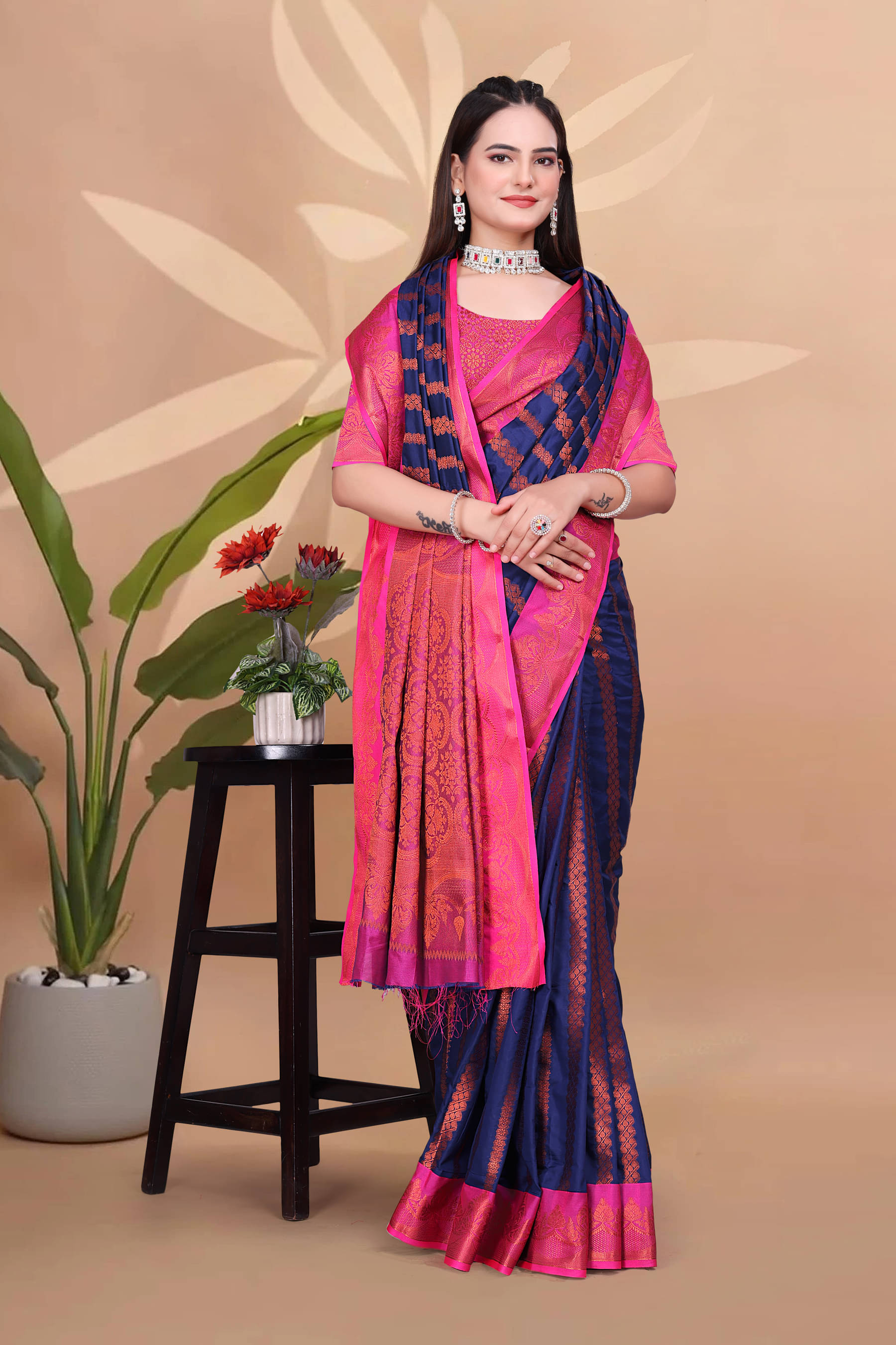 Clirva Bangalore Silk Self Design Banarasi saree With Unstitched Blouse Piece ( Blue ) Clirva Bangalore Silk Self Design Banarasi saree With Unstitched Blouse Piece ( Blue )