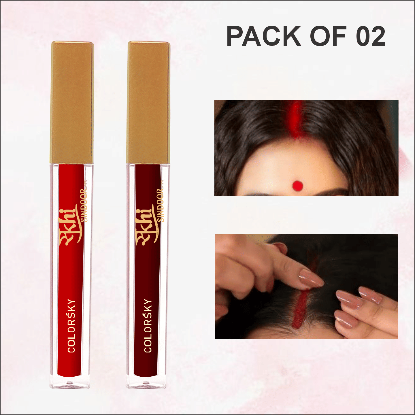     			Color Sky Maroon Sindoor Liquid Pack of 2 10 g