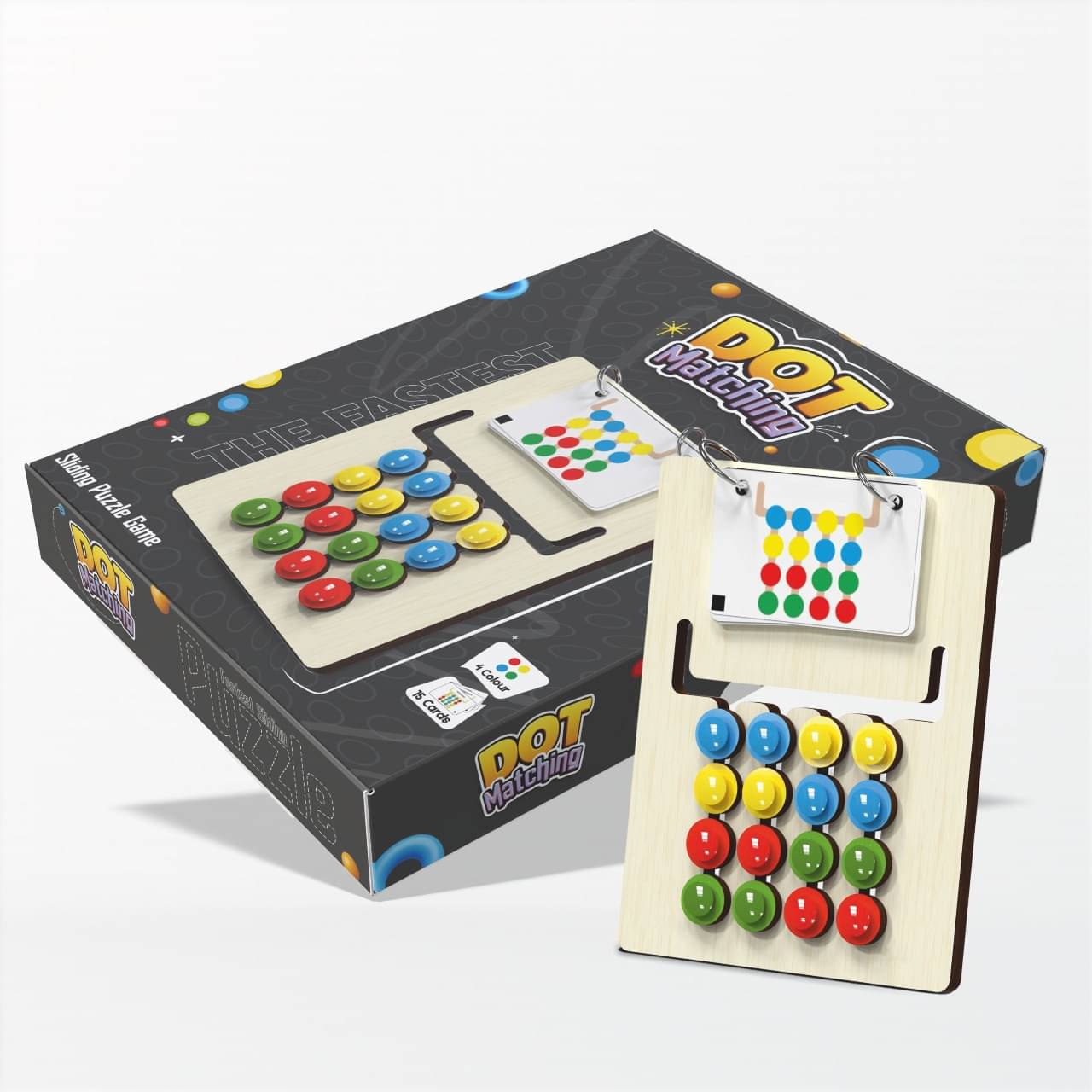LUXEN Colour Coder Wooden Slide and Match Puzzle Game, Educational Toy with 3 Difficulty Levels, Multi-Coloured LUXEN Colour Coder Wooden Slide and Match Puzzle Game, Educational Toy with 3 Difficulty Levels, Multi-Coloured