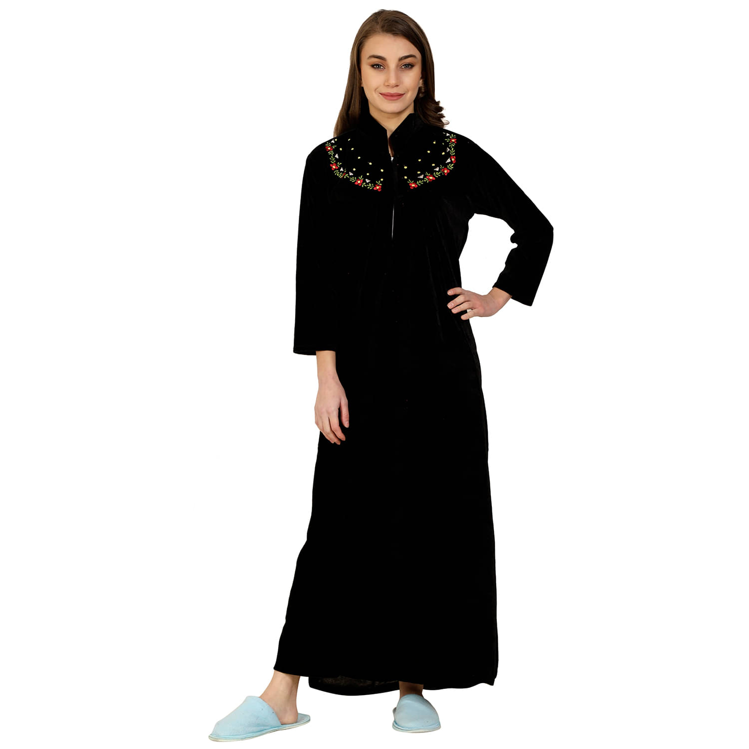 MISS MEBINO Black Velvet Women's Nightwear Nighty & Night Gowns ( Pack of 1 )     			MISS MEBINO Black Velvet Women's Nightwear Nighty & Night Gowns ( Pack of 1 )