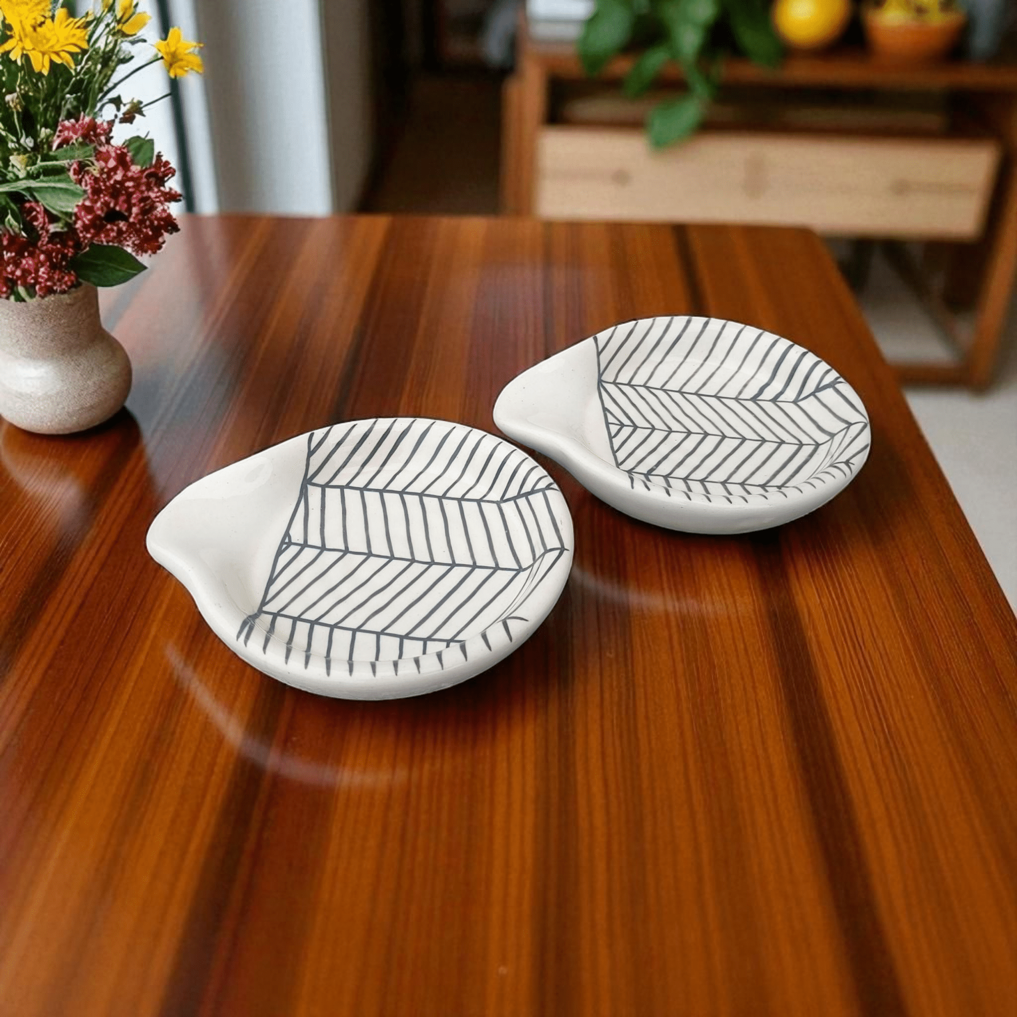     			Malaikah Printed Small Spoon  Ceramic Printed Cutlery Holder White ( Pack of 2 )