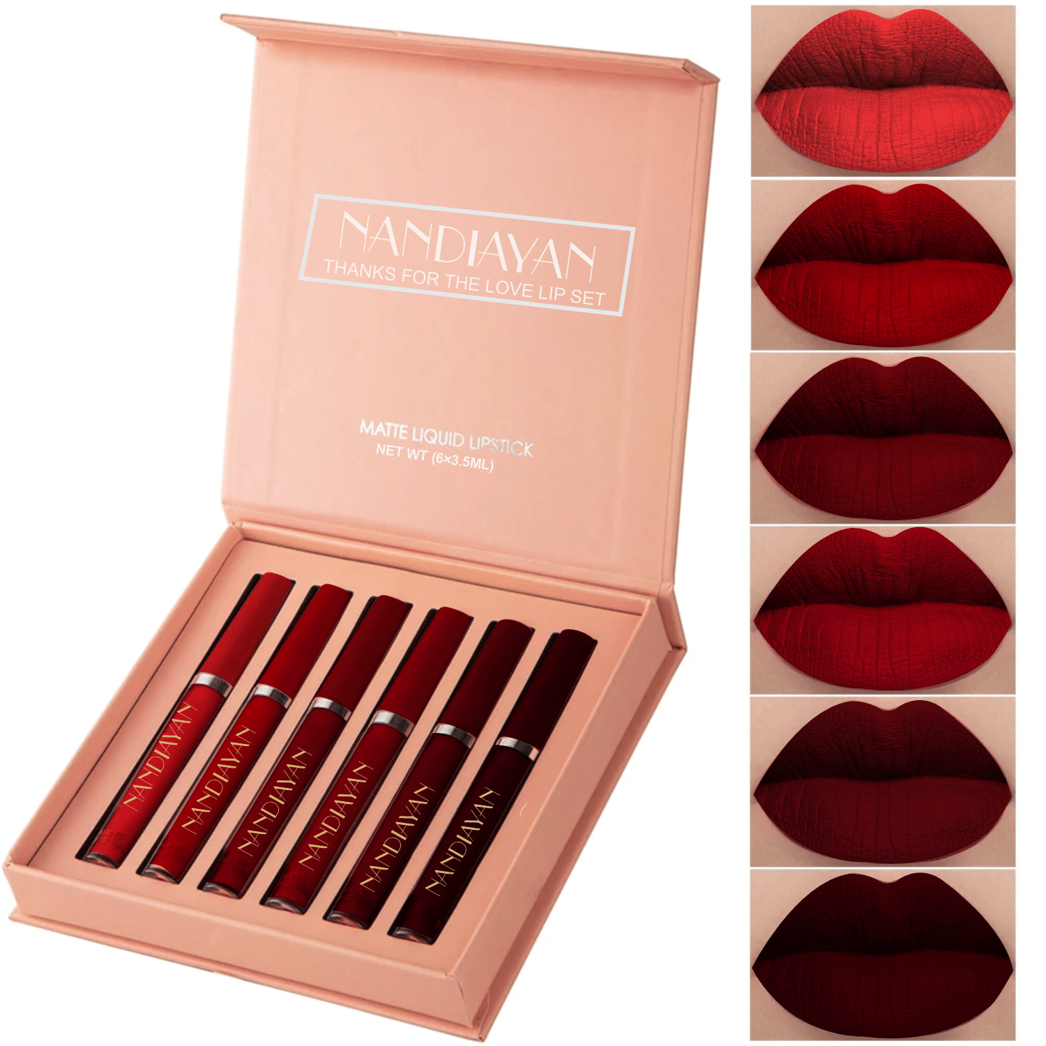 NANDIAYAN Red,Maroon,Cherry Red Matte Long Lasting Liquid Lipstick ( Pack of 6 ) NANDIAYAN Red,Maroon,Cherry Red Matte Long Lasting Liquid Lipstick ( Pack of 6 )
