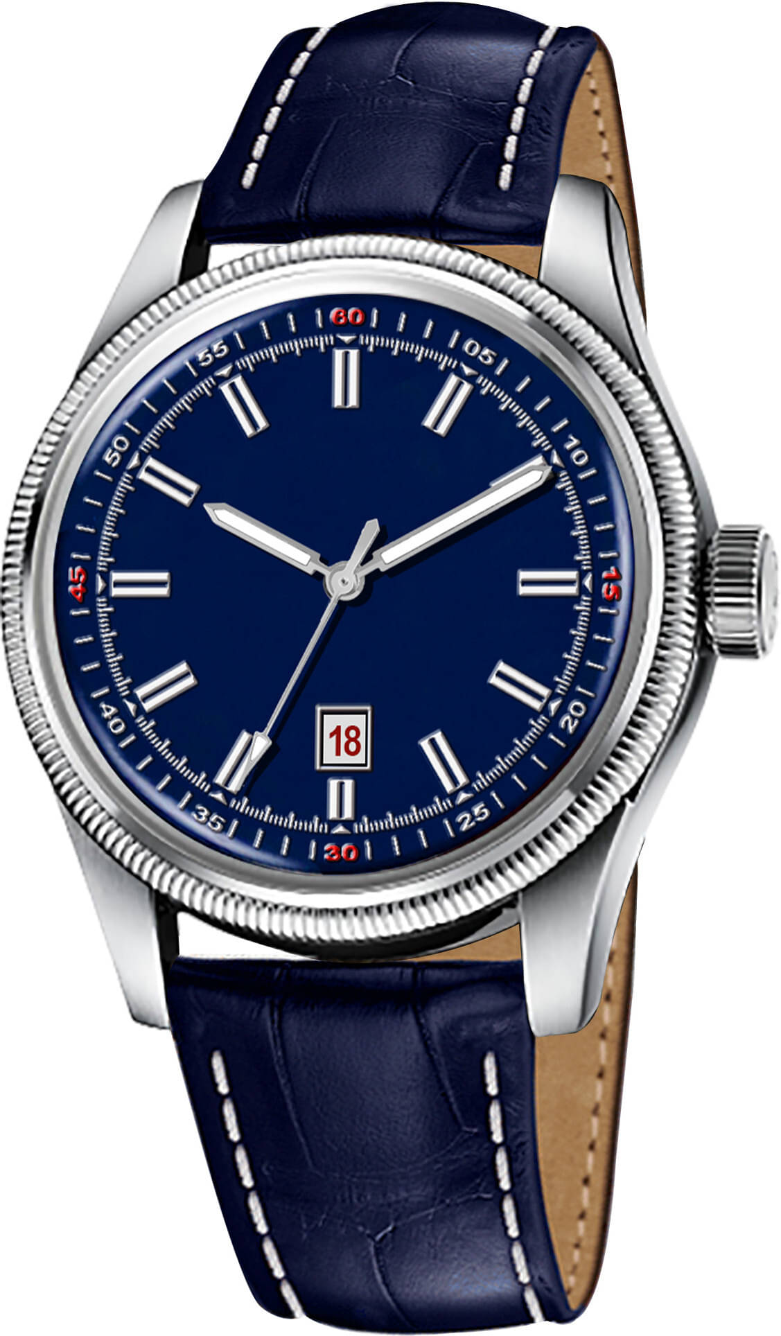     			ONIR Blue Leather Analog Men's Watch