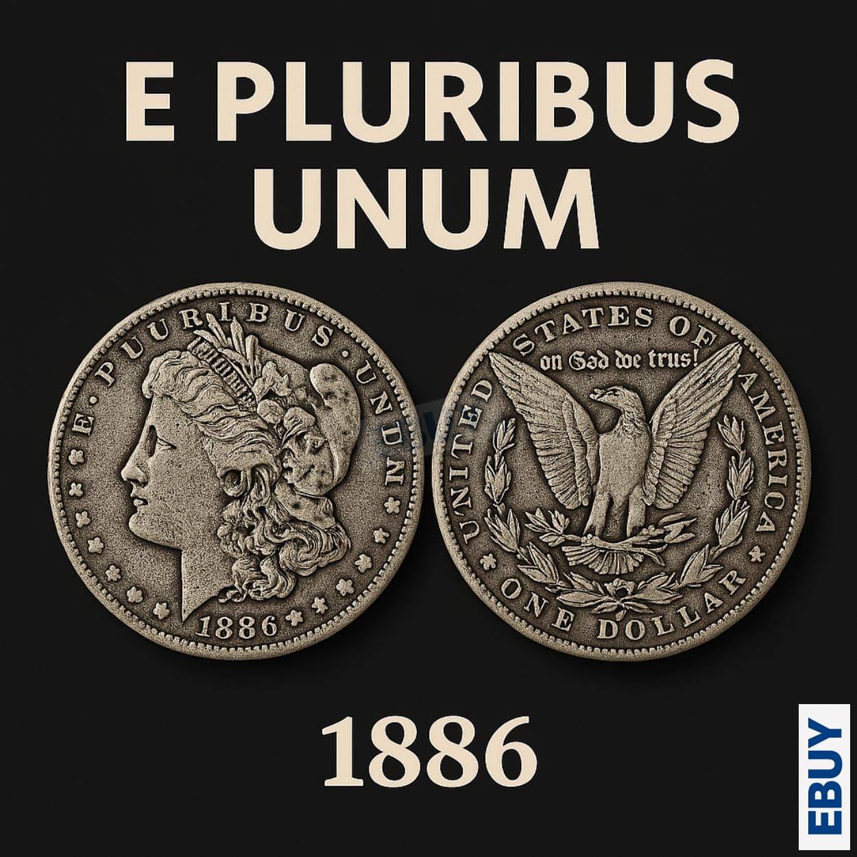 One/Morgan Dollar 1886 Liberty & Eagle, United States of America Rare old Coin One/Morgan Dollar 1886 Liberty & Eagle, United States of America Rare old Coin