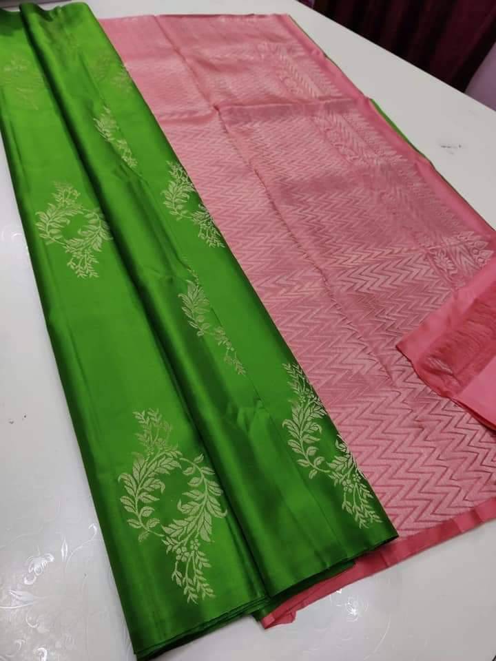     			Prijari Art Silk Woven Kanjeevaram Sarees With Unstitched Blouse Piece ( Light Green )