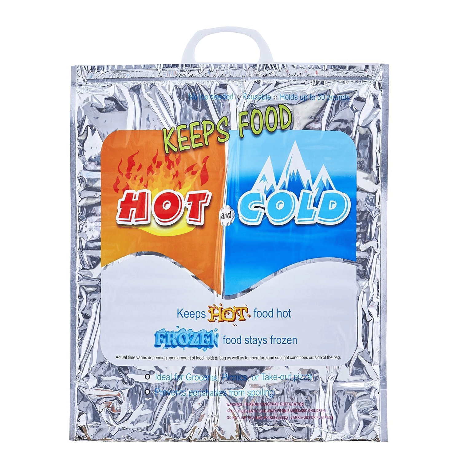     			Reusable Insulated Thermal Food Storage Bag for Hot and Cold Items – Keeps Food Hot or Frozen – Ideal for Grocery Shopping, Food Delivery, Takeout, Picnics, and Travel – Leakproof, Lightweight & Foldable Carrier Bag