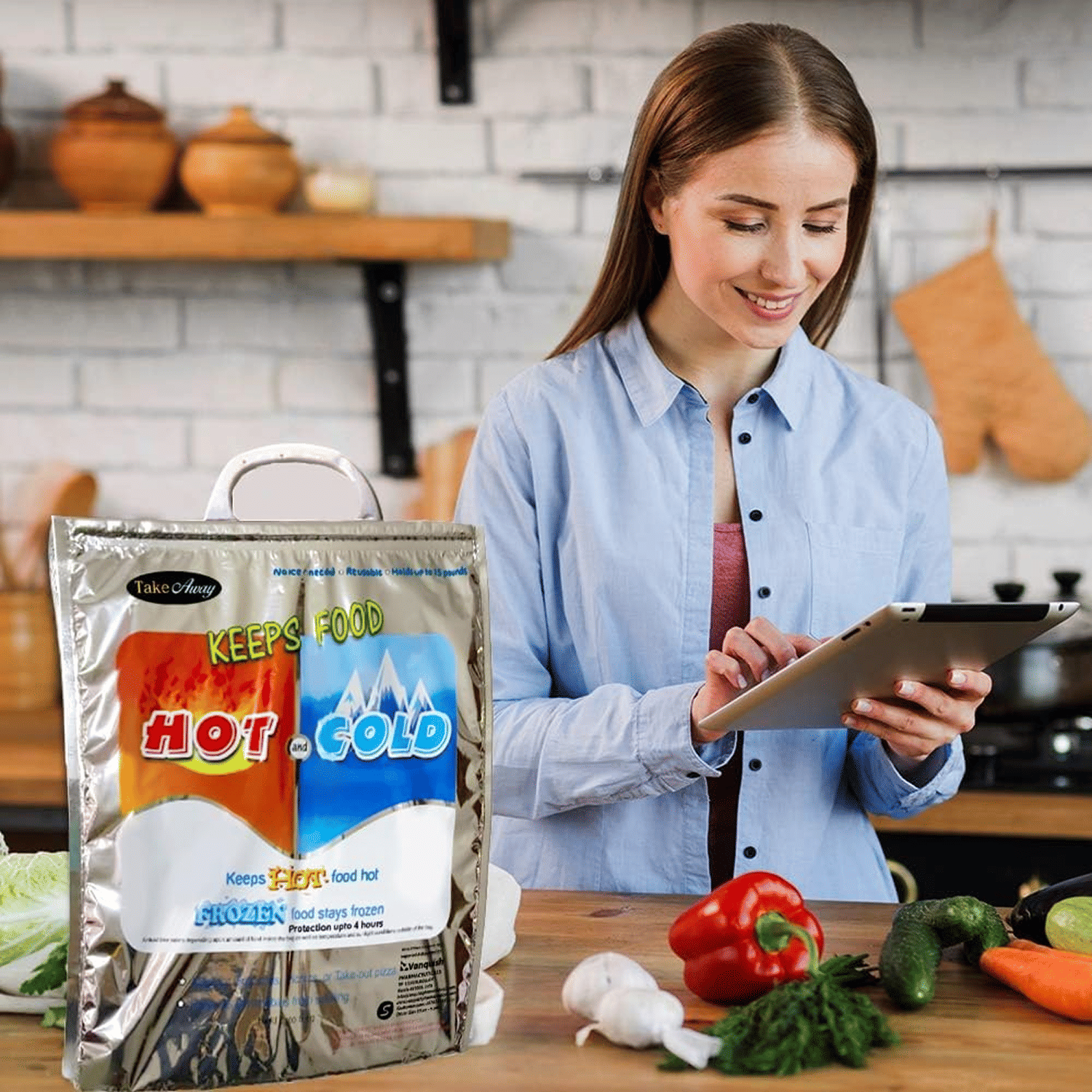     			Reusable Insulated Thermal Food Storage Bag for Hot and Cold Items – Keeps Food Hot or Frozen – Ideal for Grocery Shopping, Food Delivery, Takeout, Picnics, and Travel – Leakproof, Lightweight & Foldable Carrier Bag