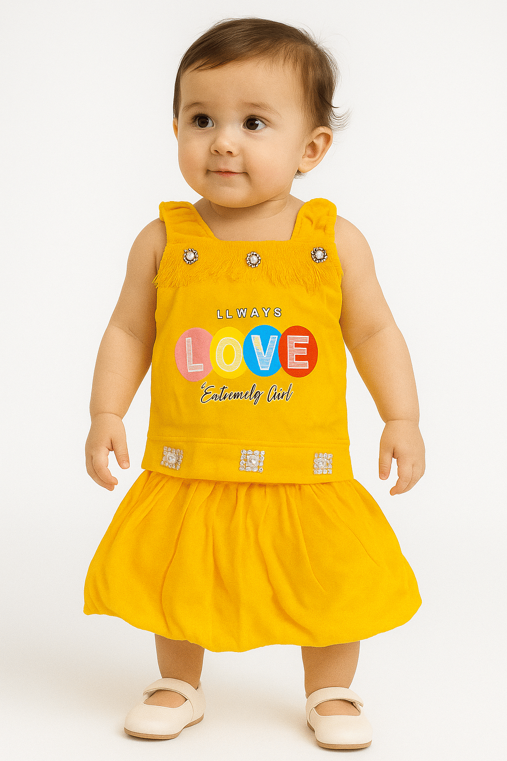     			Ridaa Crepe Frock For Baby Girls ( Pack of 1 , Yellow )