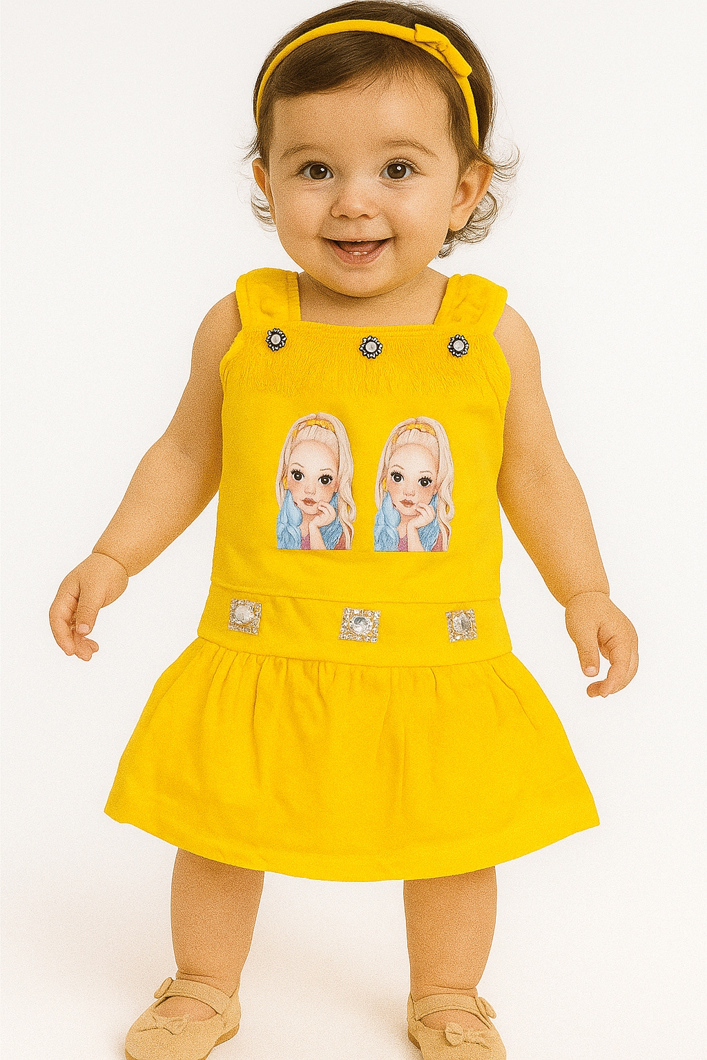     			Ridaa Crepe Frock For Baby Girls ( Pack of 1 , Yellow )
