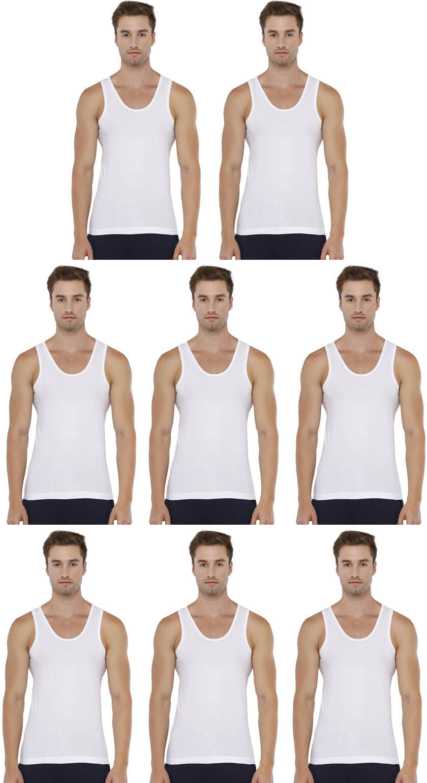 Rupa Pack of 8 Cotton Basic Vest For Men ( White ) Rupa Pack of 8 Cotton Basic Vest For Men ( White )