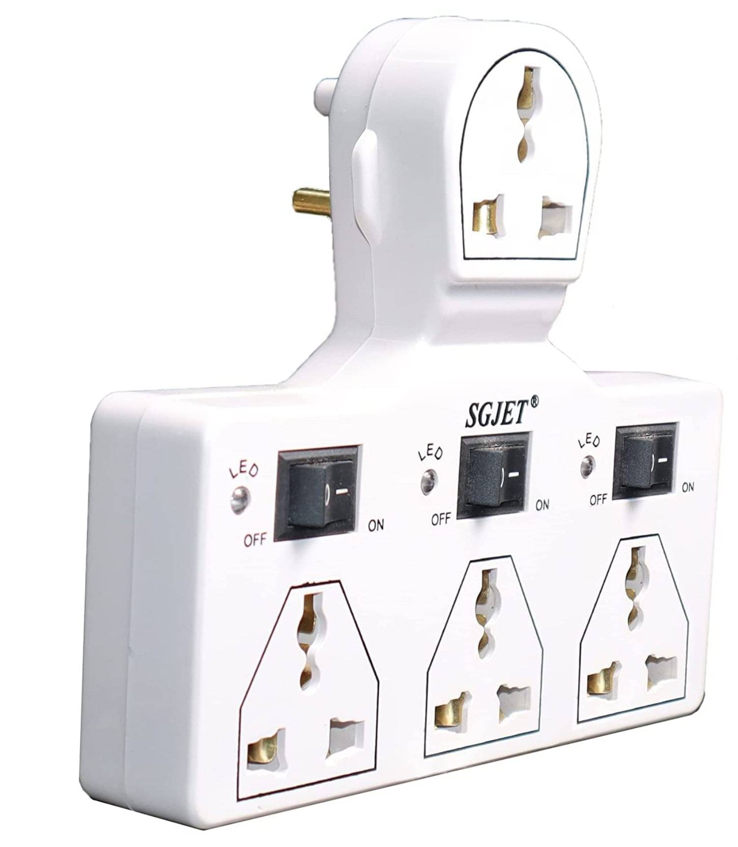 SGJET 4 Universal Socket 3 Switch Multi Plug Extension Board (Without Wire) SGJET 4 Universal Socket 3 Switch Multi Plug Extension Board (Without Wire)
