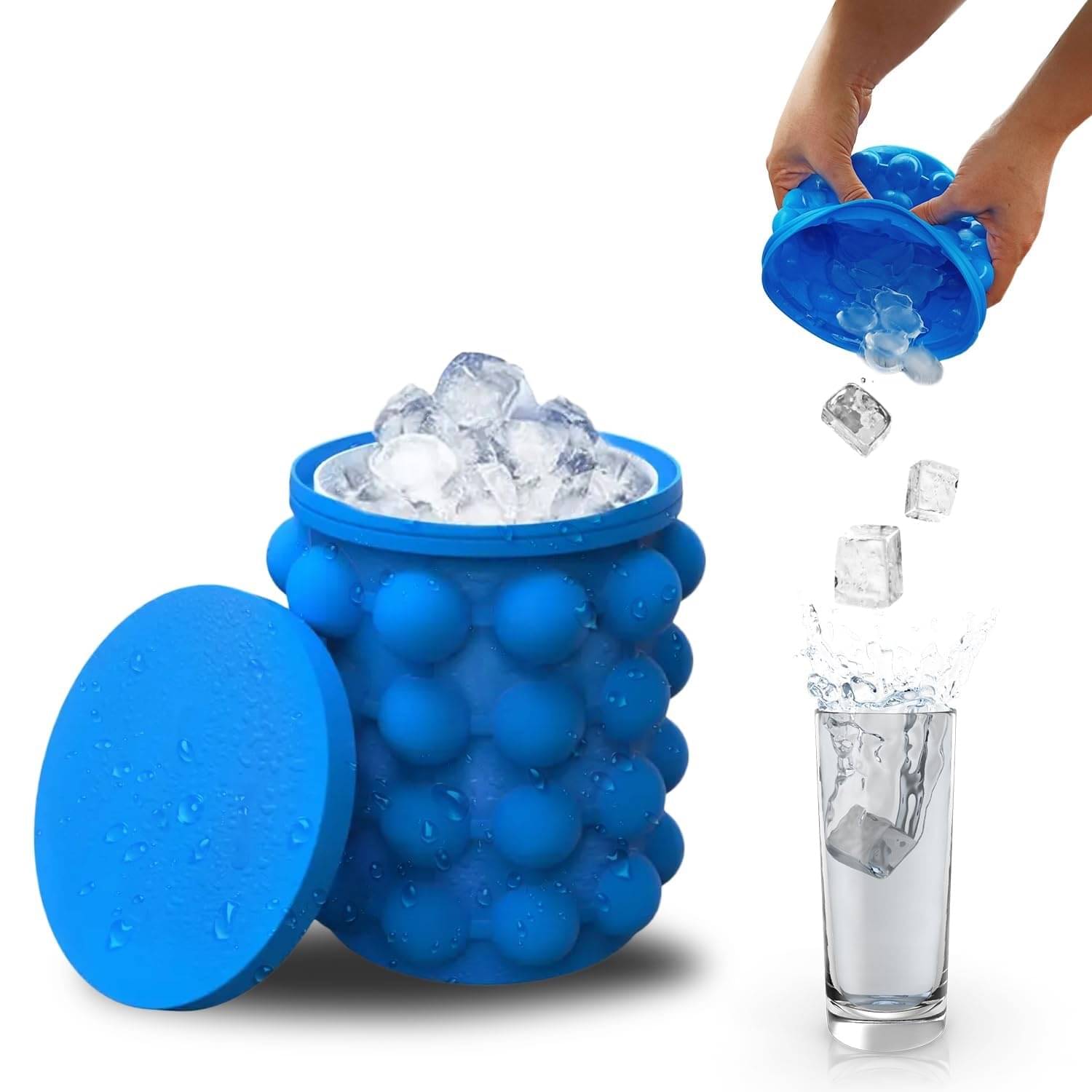 Unique Ice Cube Maker Silicone Ice Bucket & Ice Mold with Lid, Makes Small Size Nugget Ice Chips for Soft Drinks, Whiskey, Cocktail, Wine On Ice, Crusher Ice Maker Ice Tray Unique Ice Cube Maker Silicone Ice Bucket & Ice Mold with Lid, Makes Small Size Nugget Ice Chips for Soft Drinks, Whiskey, Cocktail, Wine On Ice, Crusher Ice Maker Ice Tray
