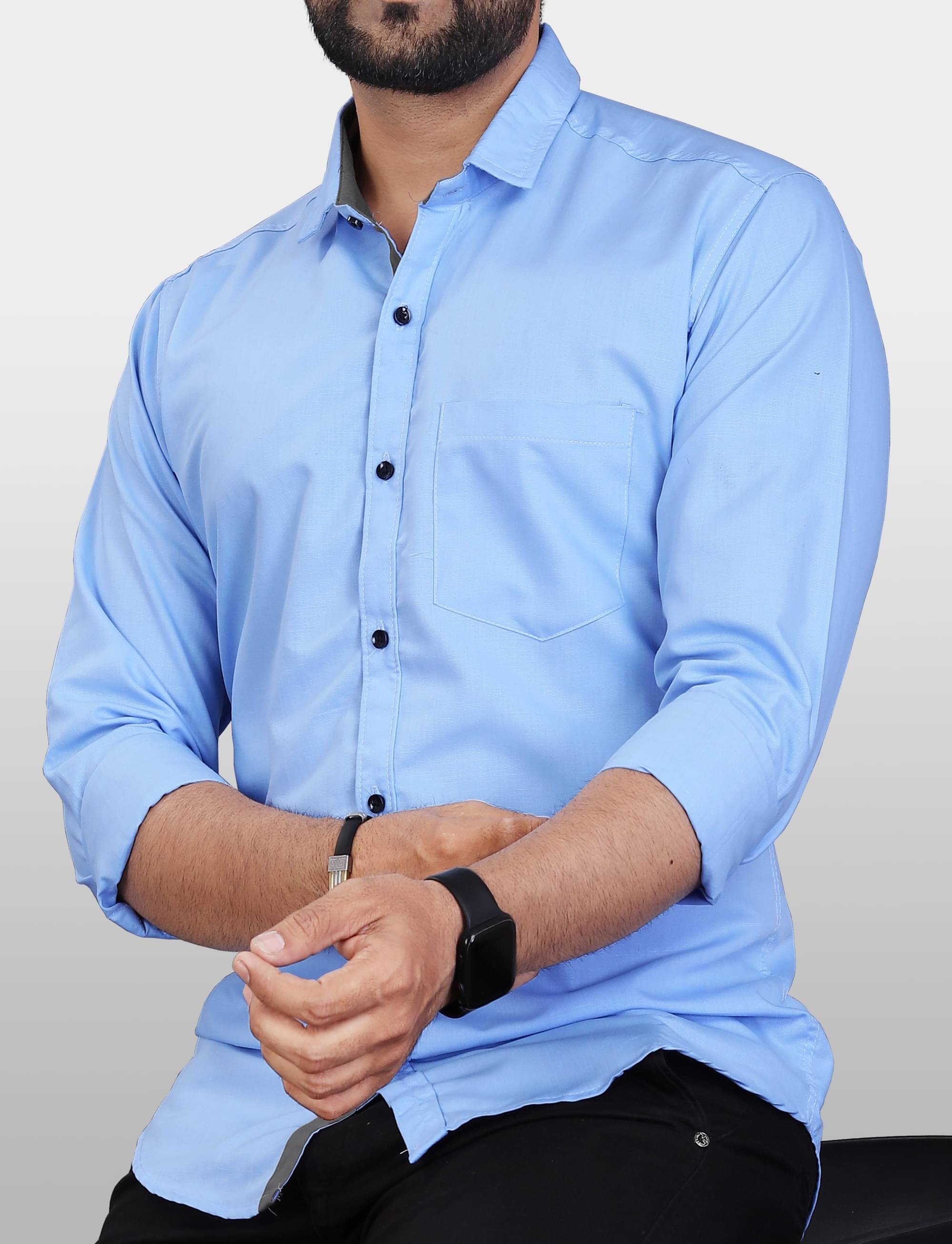 iexira Cotton Blend Regular Fit Full Sleeves Men's Formal Shirt - Blue ( Pack of 1 ) iexira Cotton Blend Regular Fit Full Sleeves Men's Formal Shirt - Blue ( Pack of 1 )
