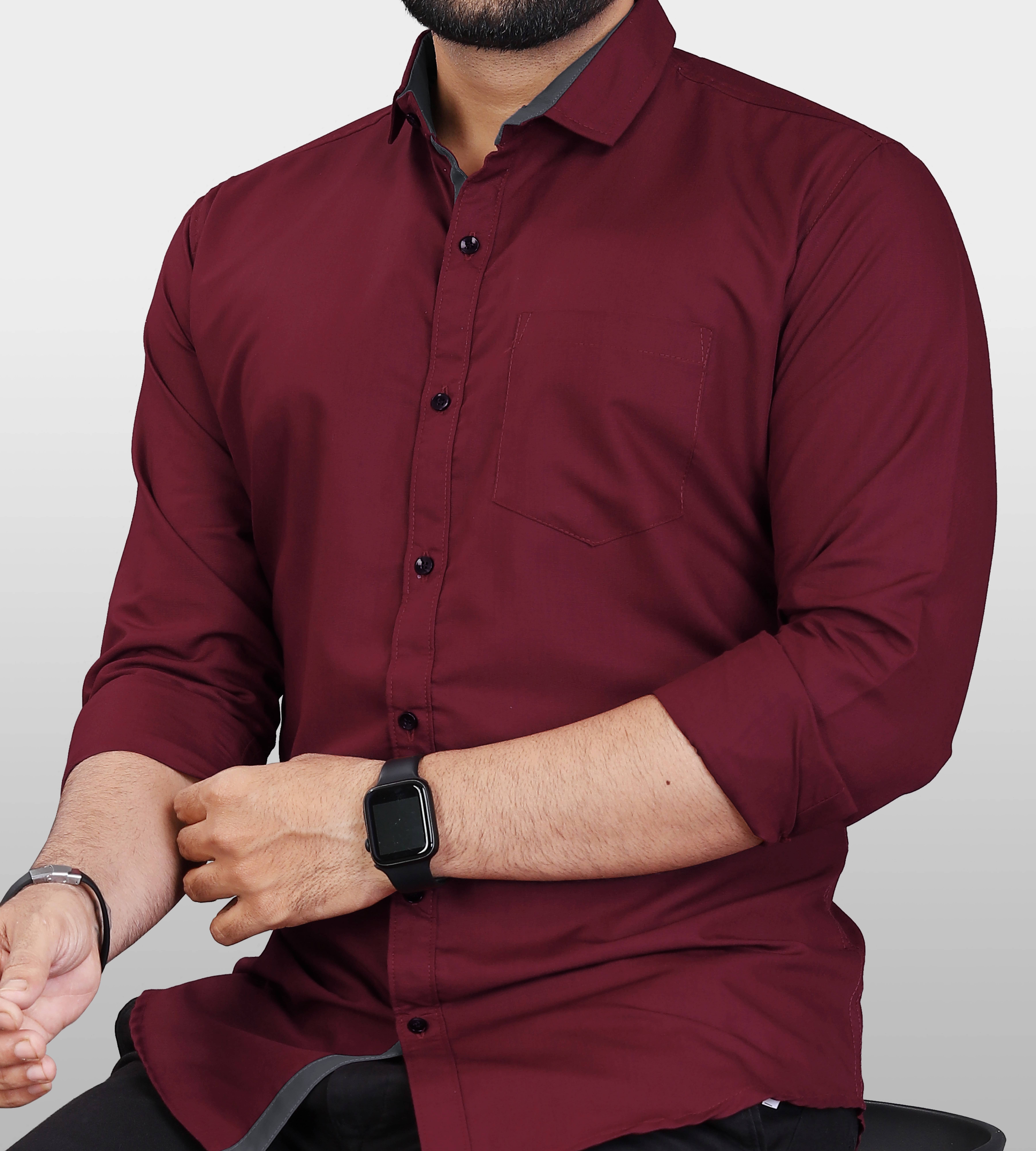 iexira Cotton Blend Regular Fit Full Sleeves Men's Formal Shirt - Maroon ( Pack of 1 ) iexira Cotton Blend Regular Fit Full Sleeves Men's Formal Shirt - Maroon ( Pack of 1 )