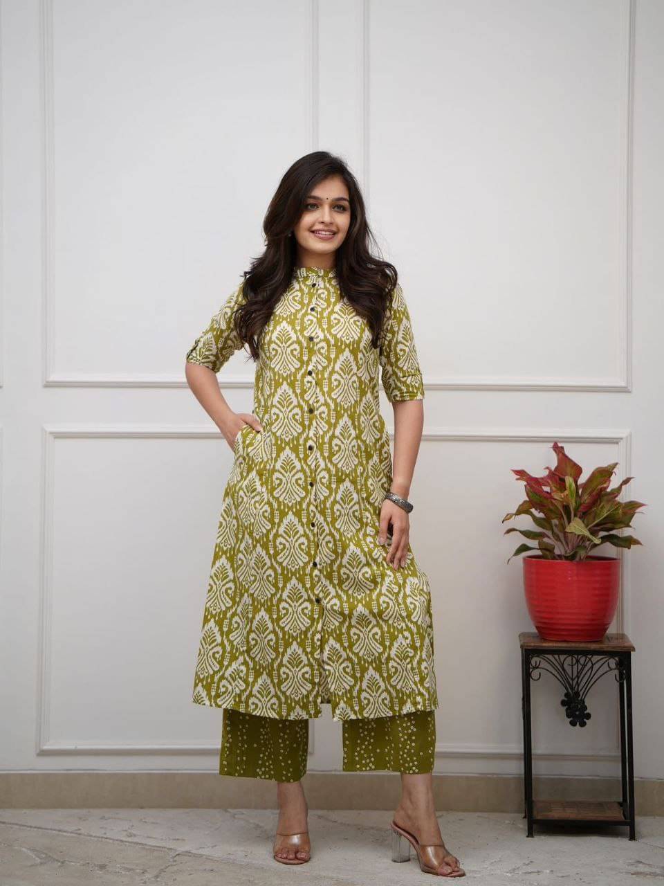 keshav fashion Women Cotton Printed A-line Kurti With Palazzo ( Green ) keshav fashion Women Cotton Printed A-line Kurti With Palazzo ( Green )