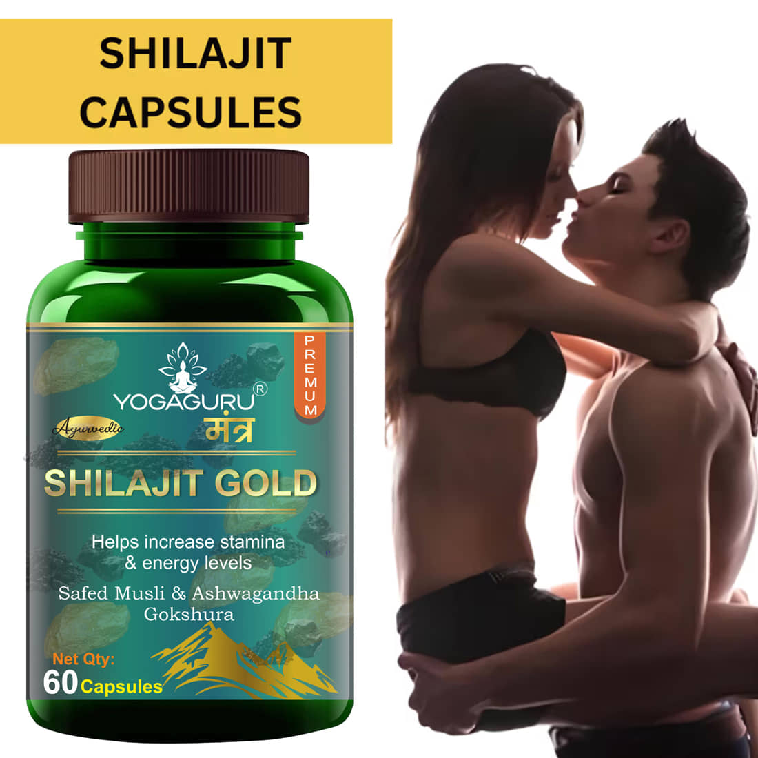 Pure Natural & Herbal Shilajit Gold Capsules - 60 Capsules, 500MG - Natural Energy Booster
