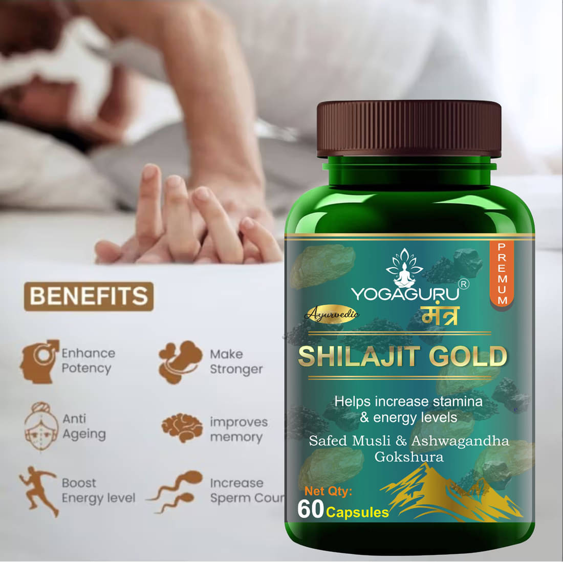     			Pure Natural & Herbal Shilajit Gold Capsules - 60 Capsules, 500MG - Natural Energy Booster