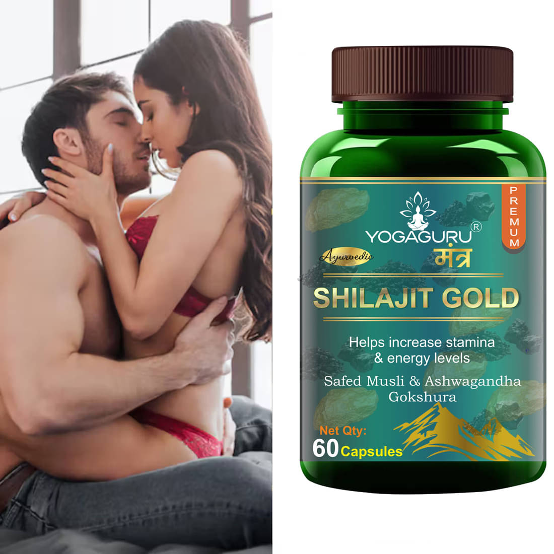 Pure Natural & Herbal Shilajit Gold Capsules - 60 Capsules, 500MG - Natural Energy Booster Pure Natural & Herbal Shilajit Gold Capsules - 60 Capsules, 500MG - Natural Energy Booster