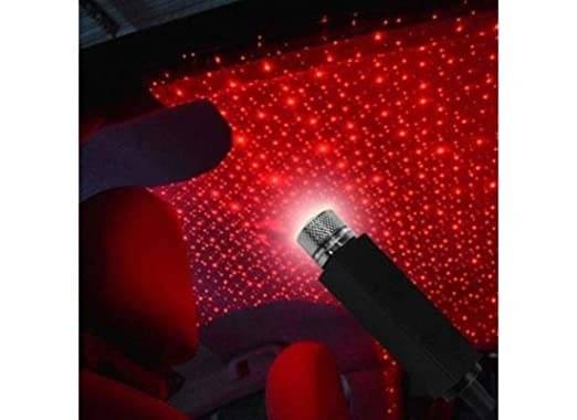     			AMR Car USB Atmosphere Ambient Star Projector Night Light Car Interior LED Decorative Lights Adjustable Romantic Car Roof Light Red Color