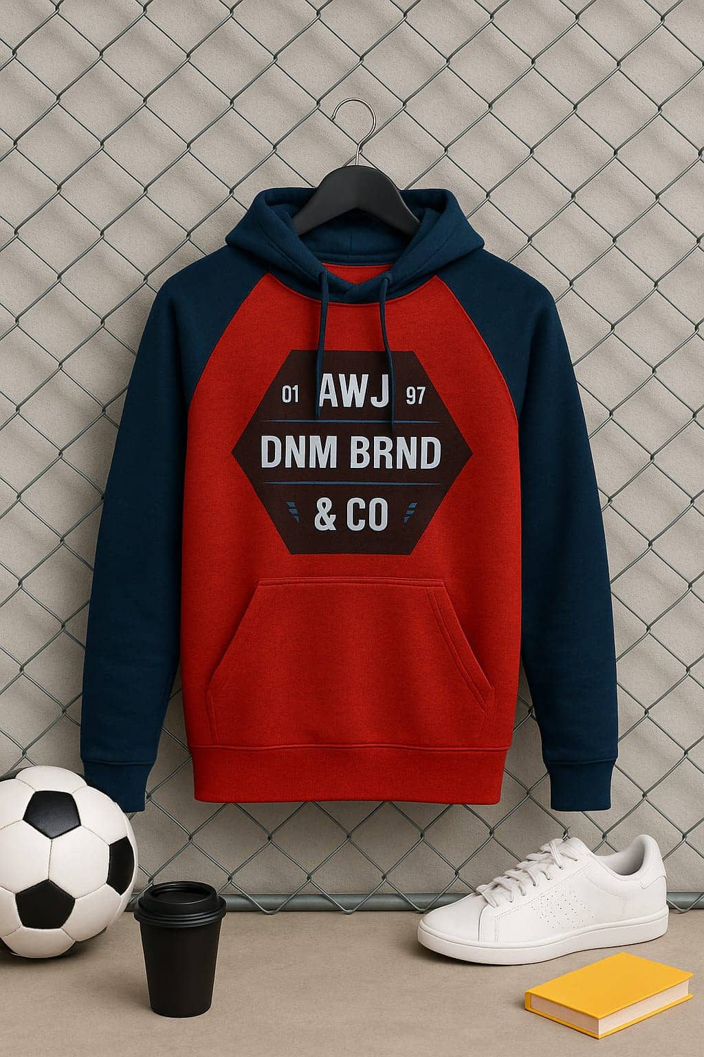 AUSTIN WOOD Fleece Hooded Men's Sweatshirt - Red ( Pack of 1 )