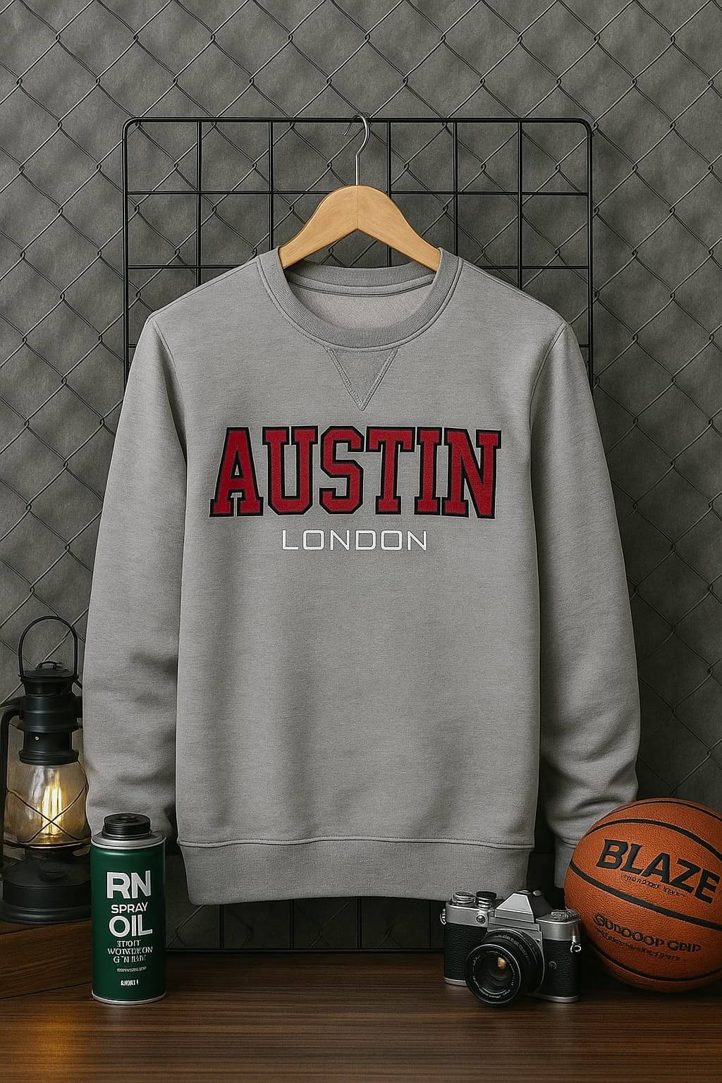     			AUSTIN WOOD Fleece Round Neck Men's Sweatshirt - Grey ( Pack of 1 )