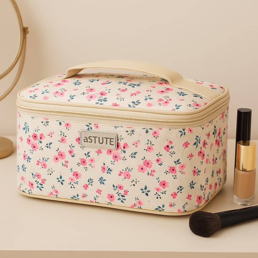     			Astute Beige Makeup Pouch