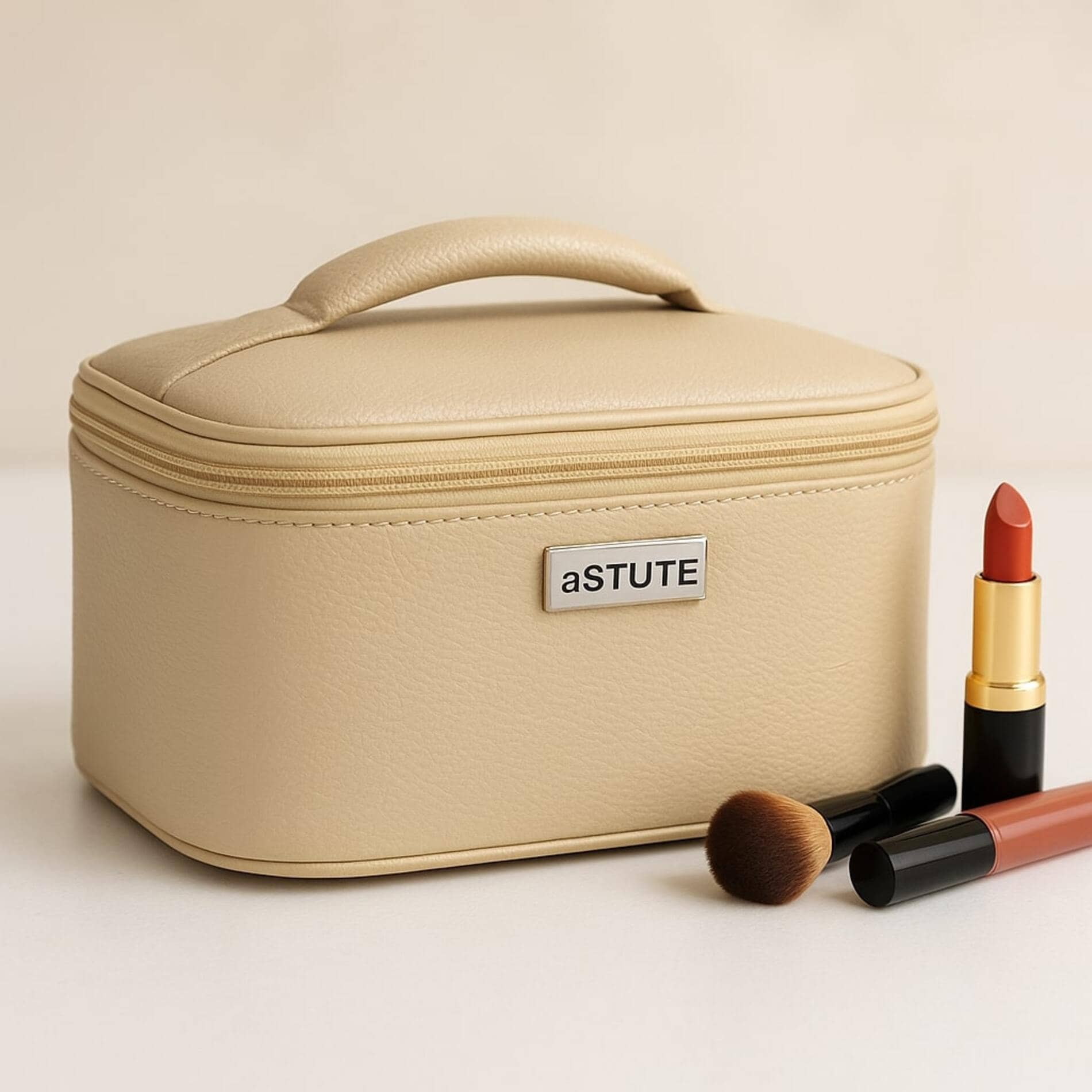 Astute Beige Makeup Pouch, Toiletry Kit