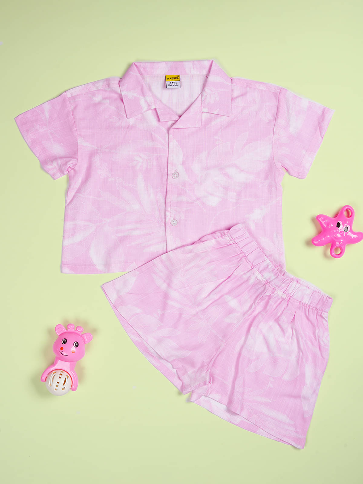     			Be Awara Pack of 1 Girls 100% Cotton Shirt & Shorts ( Pink )