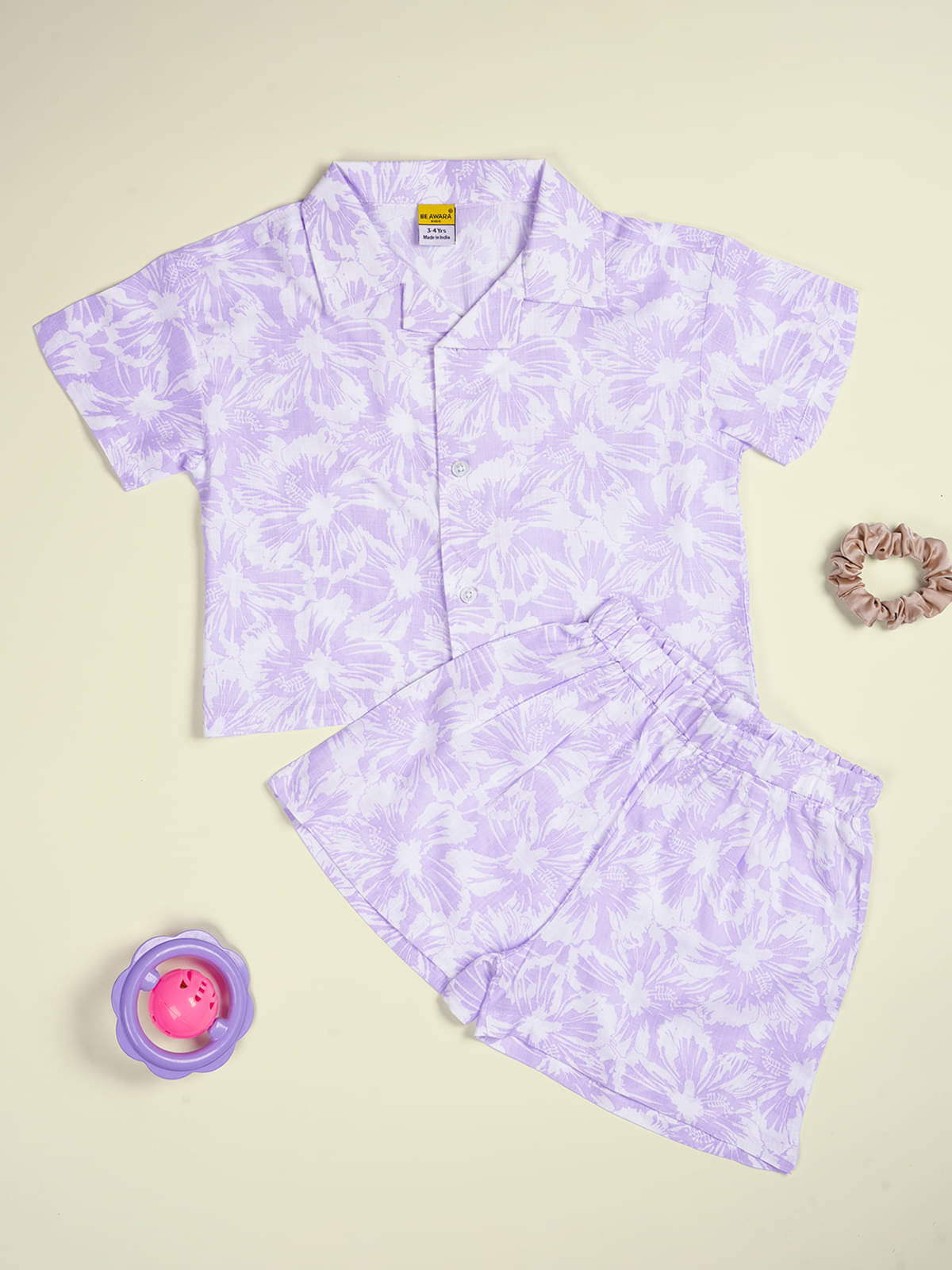     			Be Awara Pack of 1 Girls 100% Cotton Shirt & Shorts ( Purple )